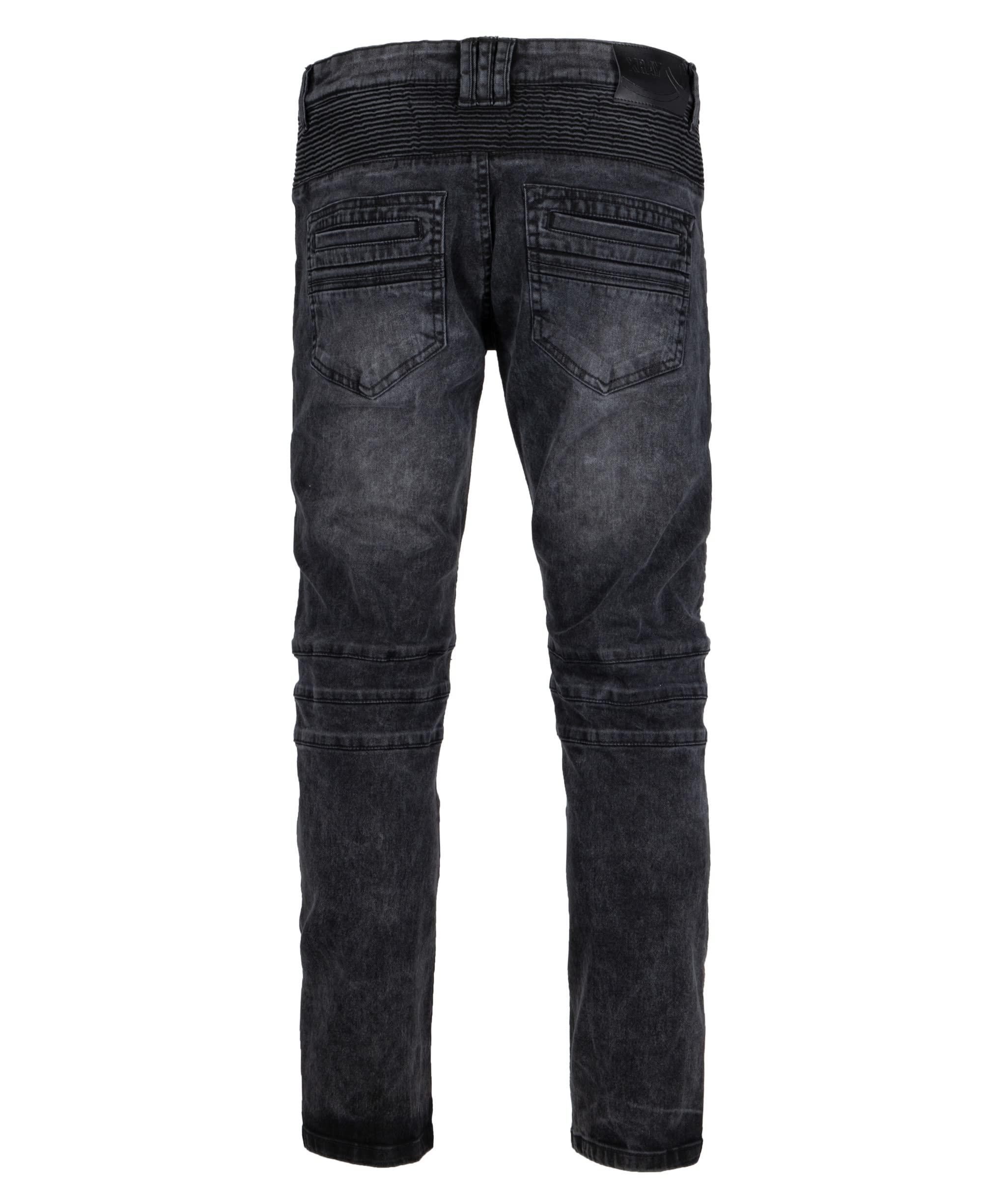 RAW X Men's Skinny Jeans - Washed Ripped Distressed Stretch Denim Biker Pants | Slim Fit Motorcycle Jeans for Casual Wear & Night Out