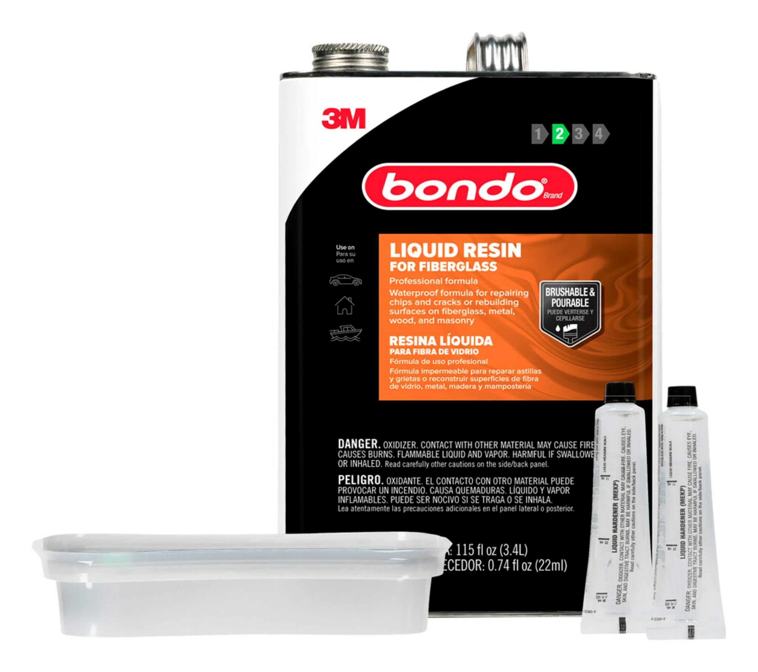Bondo Fiberglass Resin Kit - 0.9 Gallon Can (00404) for Auto Body Repair, Boat Hull Patching & DIY Projects | High Strength Fiberglass Repair Resin