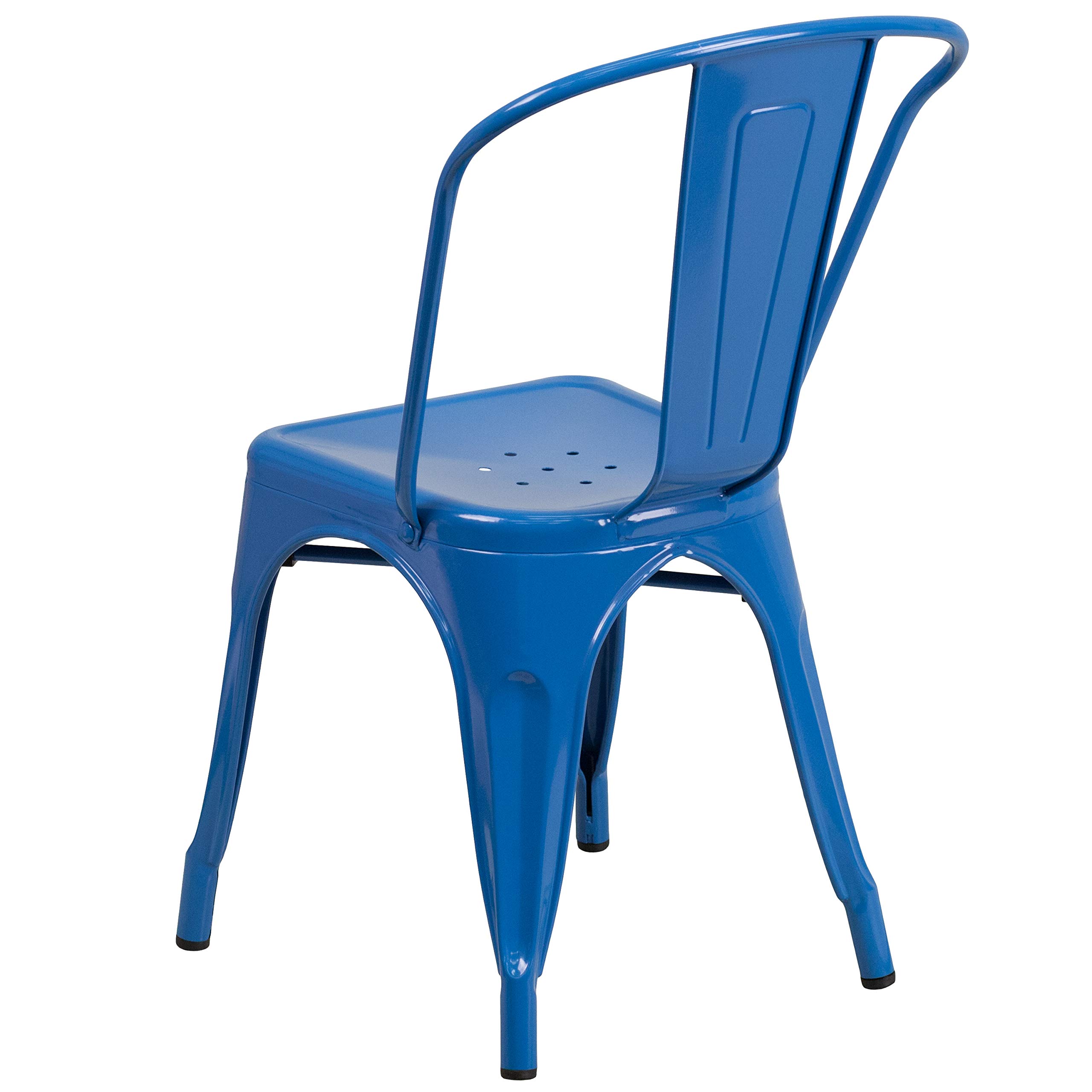 4 Pack Blue Metal Stackable Chairs for Indoor & Outdoor Use - Durable Bistro & Restaurant Chairs for Patio, Cafe, Garden, and Home Dining