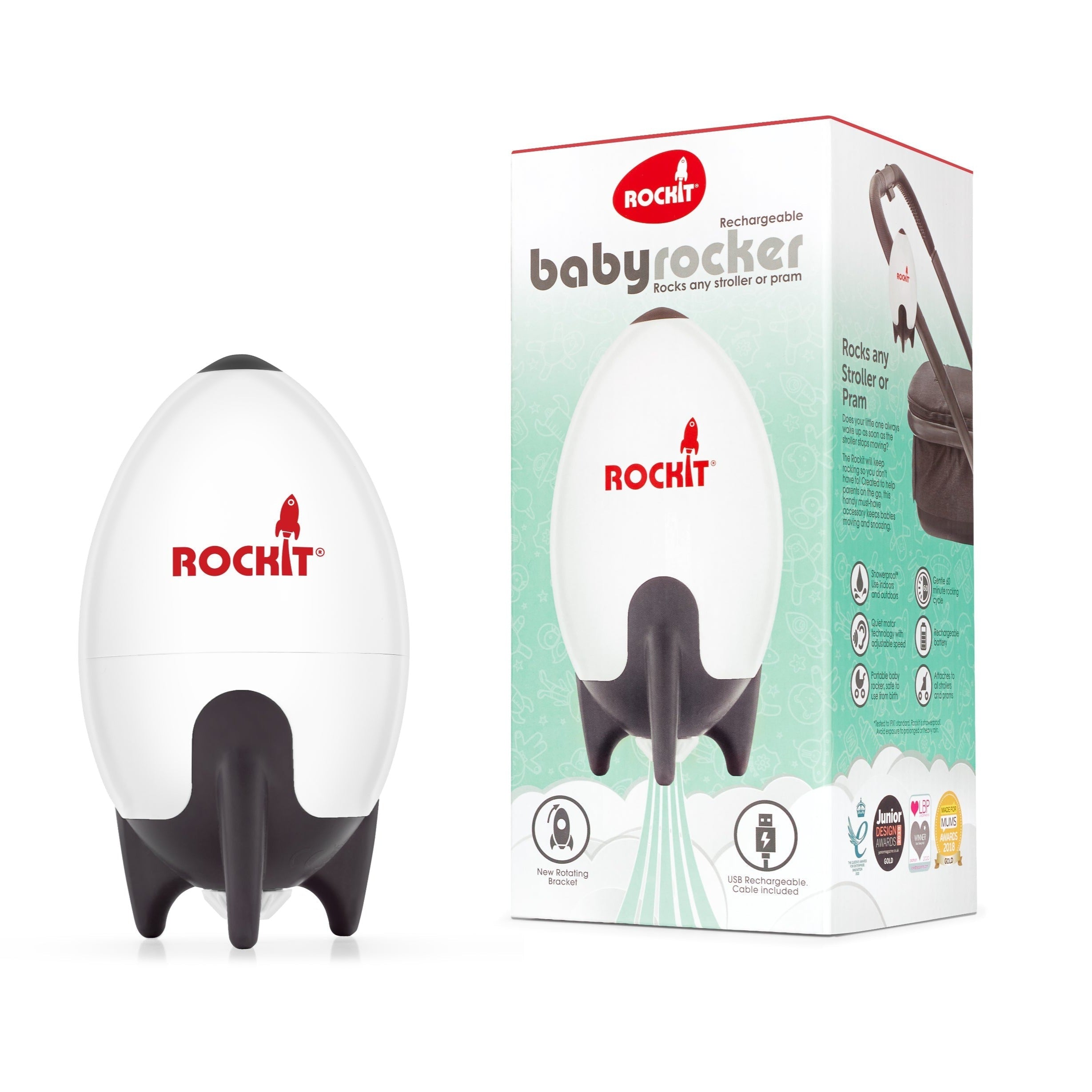 Rockit Portable Baby Rocker - USB Rechargeable 2.0 Baby Swing with Soothing Vibrations | Perfect for Nursery, Travel & Bedtime Comfort