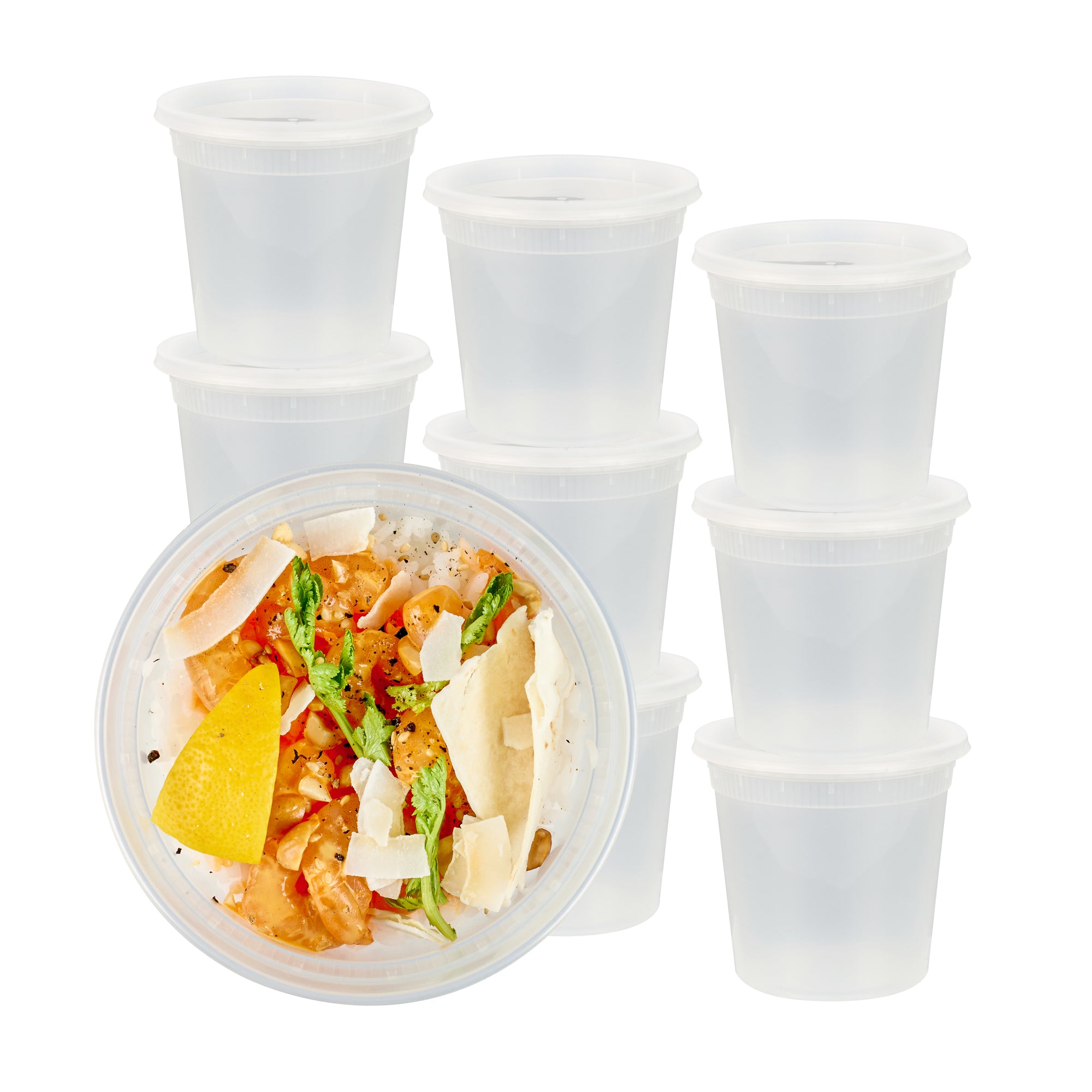 24 oz Clear Plastic Soup Containers with Lids - 25 Pack, Microwave Safe, 4.5