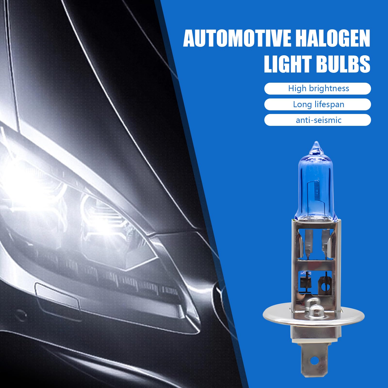 2-Pack 100W Super Bright White Halogen Fog Light Bulbs - H1 Quartz Driving Lights for Cars, Trucks & SUVs | Durable Replacement Bulbs for Enhanced Night Visibility & Safety
