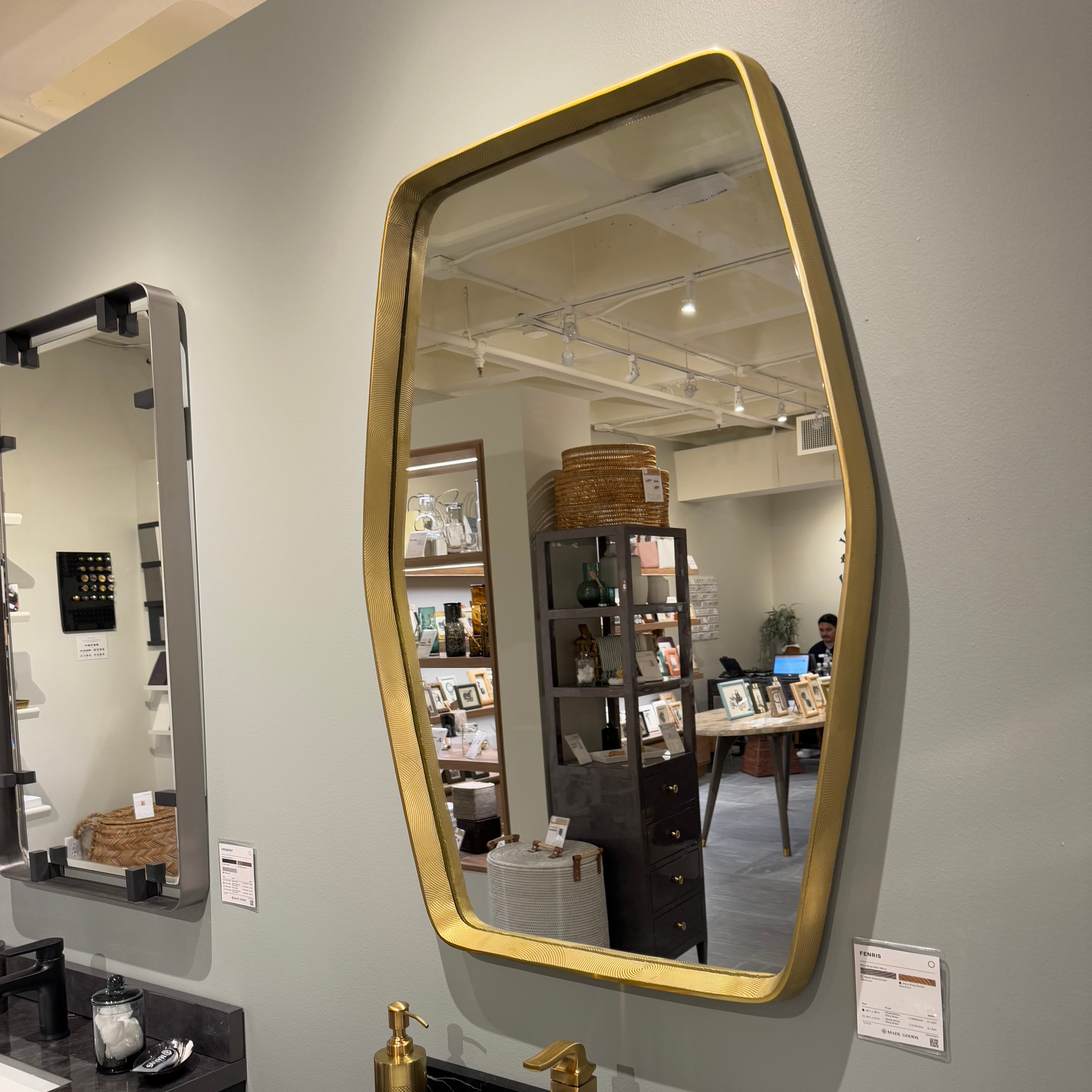 Fenris Mirror Shiney Brass Aluminum Wall Decor - Multiple Size & Finish Options for Living Room, Bedroom & Office Decor