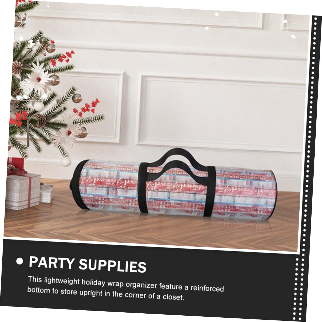1pc Christmas Storage Bag - Cylindrical Wrapping Organizer Pouch for Holiday Gift Packing & Supplies | Perfect for Xmas Decorations, Present Wrapping & Seasonal Storage
