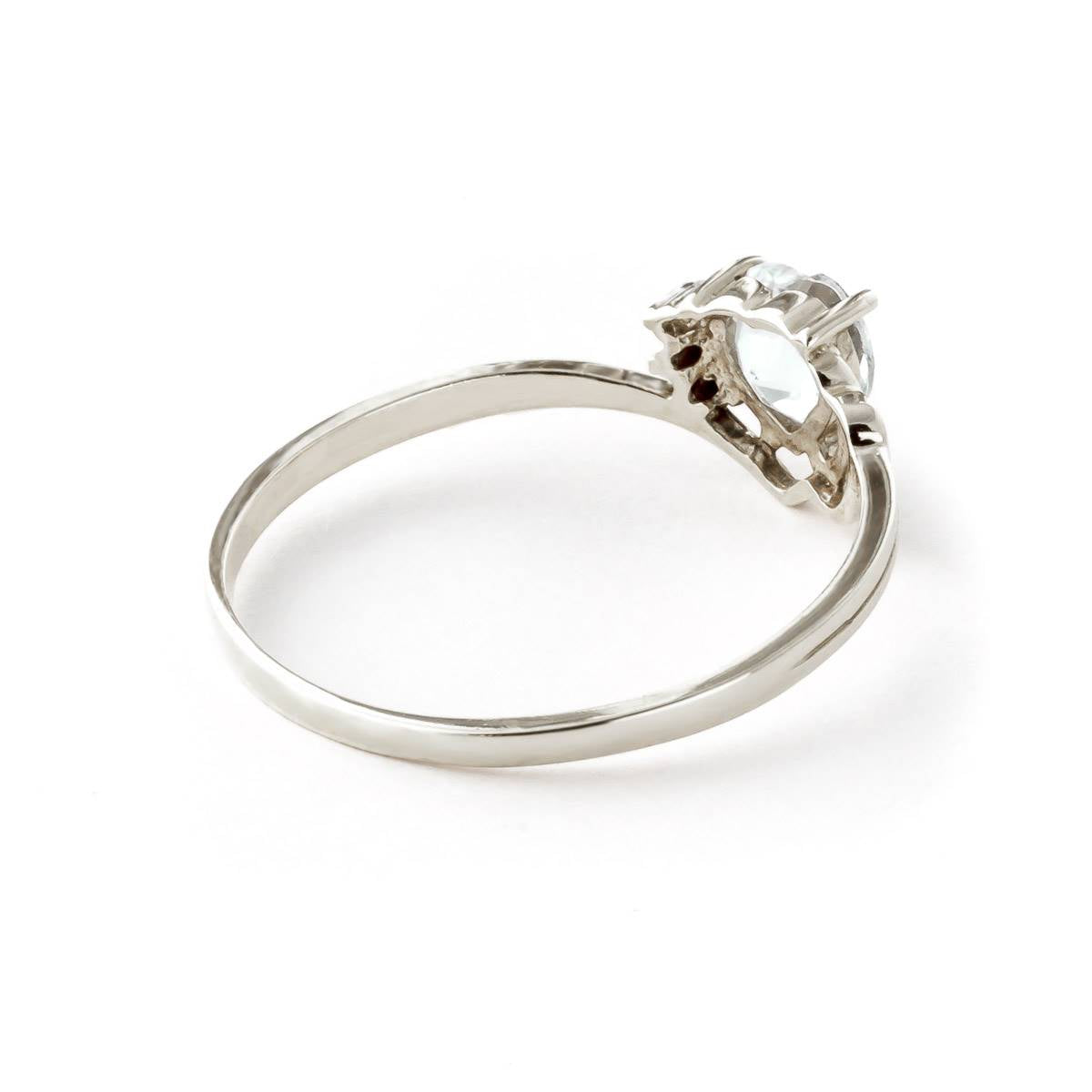 0.97 Carat 14K Solid White Gold Ring with Natural Diamond & Aquamarine - Elegant Engagement, Wedding, or Anniversary Jewelry Gift
