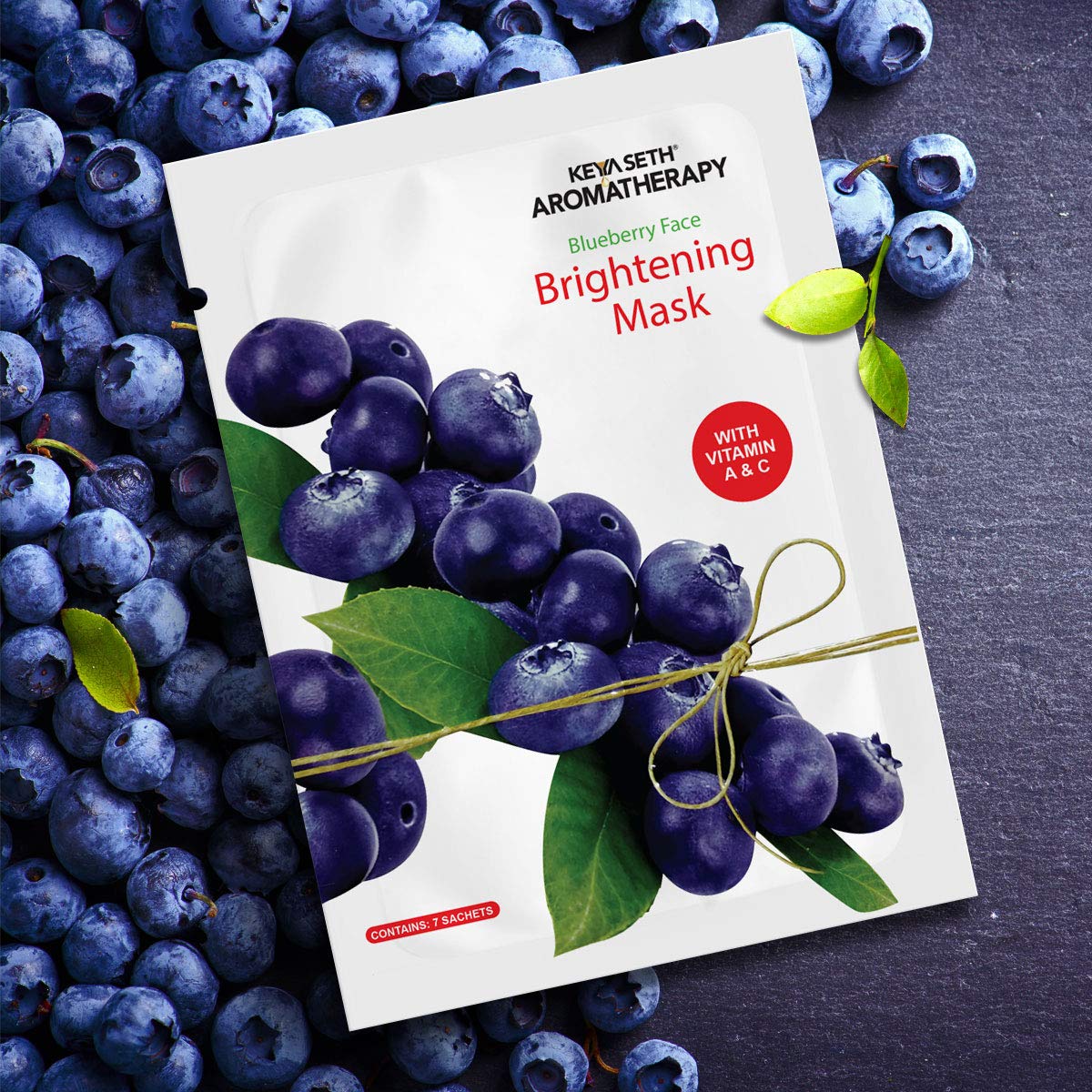 Keya Seth Aromatherapy Blueberry Face Brightening Mask with Vitamin C & A | Chamomile Extract for Skin Lightening & Nourishment | Hydrating Sheet Mask for Glowing Skin | Perfect for Spa Nights & Self-Care Routines