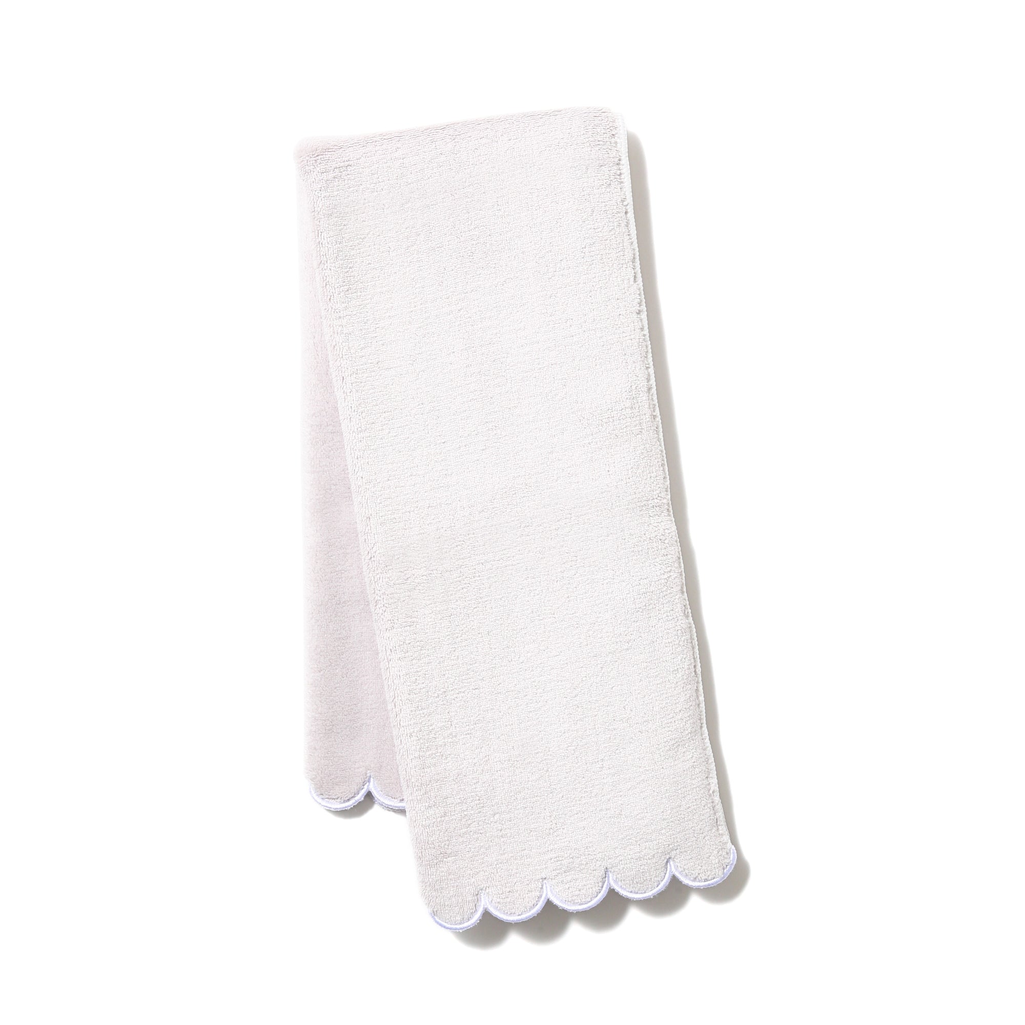 Premium Microfiber Face Towel - Soft Scallop Edge, Light Gray - Gentle Exfoliation & Makeup Removal for Daily Skincare Routine