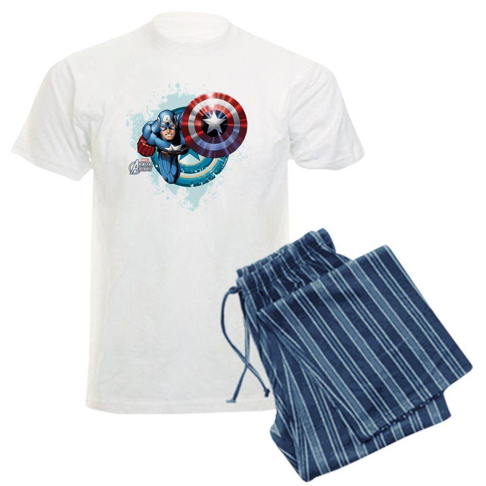 Captain America Flying Men's Lightweight Pajama Set - Superhero Sleepwear for Marvel Fans, Comfortable Cotton Lounge Set for Men, Perfect for Movie Nights & Gift Giving