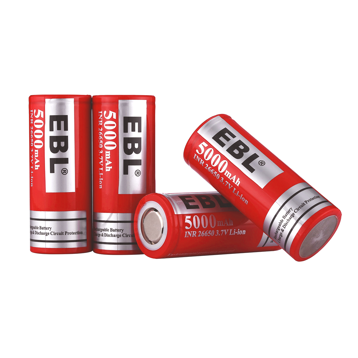 EBL INR 26650 5000mAh Li-ion Rechargeable Batteries - High Capacity 3.7V Battery for Flashlights, Vape Mods, Solar Power & Emergency Backup - 2 Pack