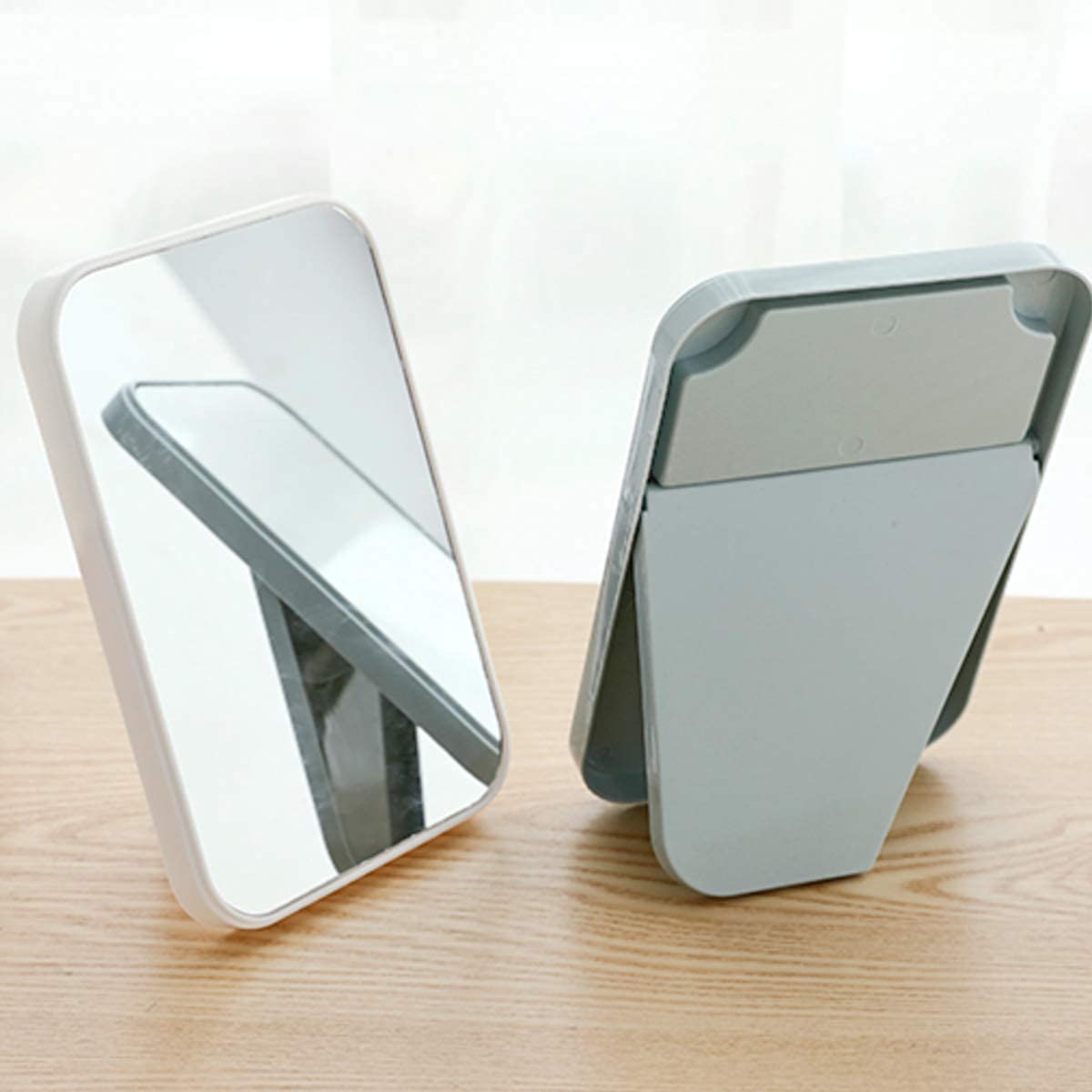 PLENARO Adjustable Makeup Mirror with Stand - Foldable Desktop Vanity Mirror for Home & Travel, HD Cosmetic Mirror with 360° Rotation (Blue) - Perfect for Makeup Application, Skincare Routine & Hair Styling