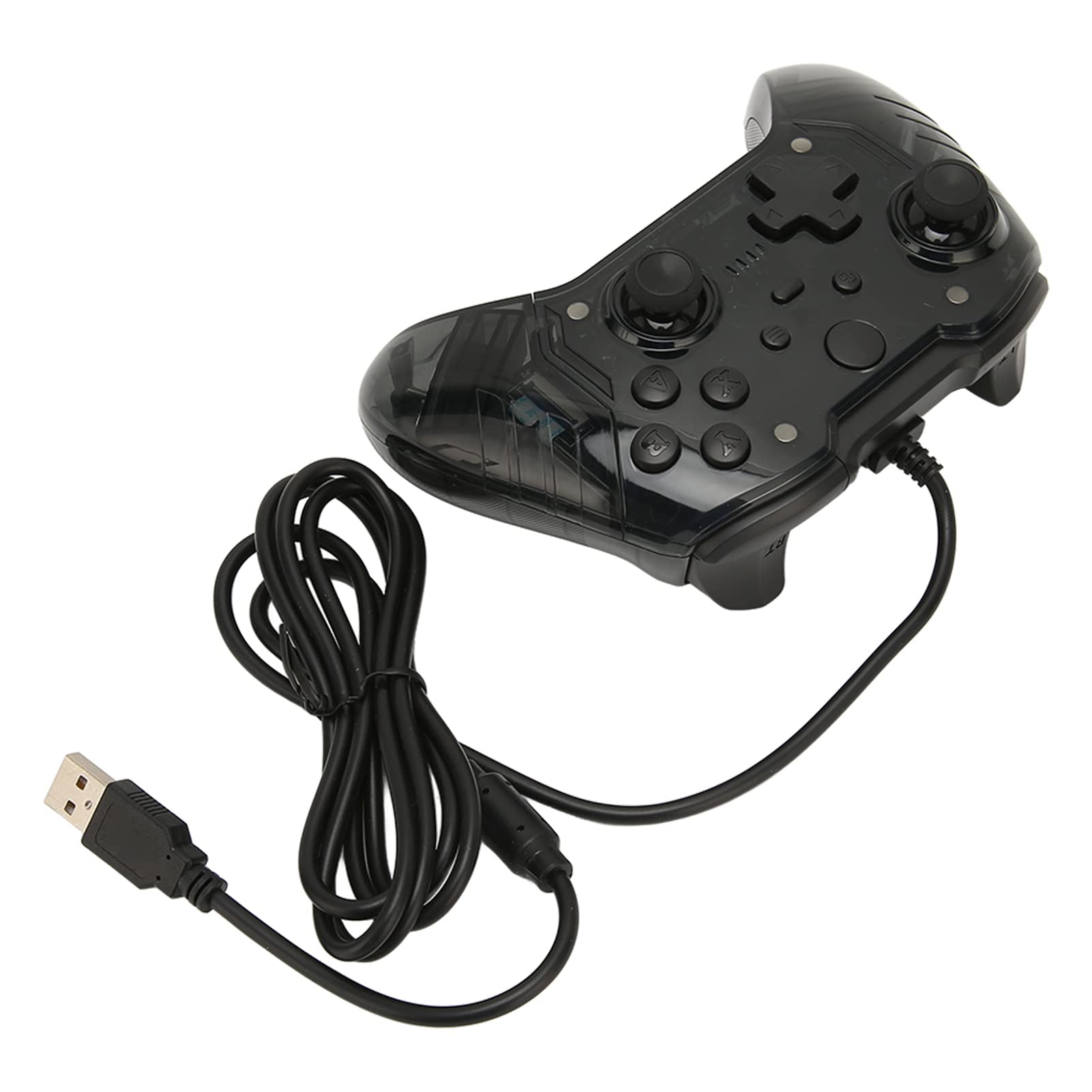 Wireless Gaming Controller with Dual Vibration, Ergonomic Gamepad Joystick for PC/Windows - Durable Transparent Black Case - Perfect for Steam Games, Fortnite & Esports Tournaments