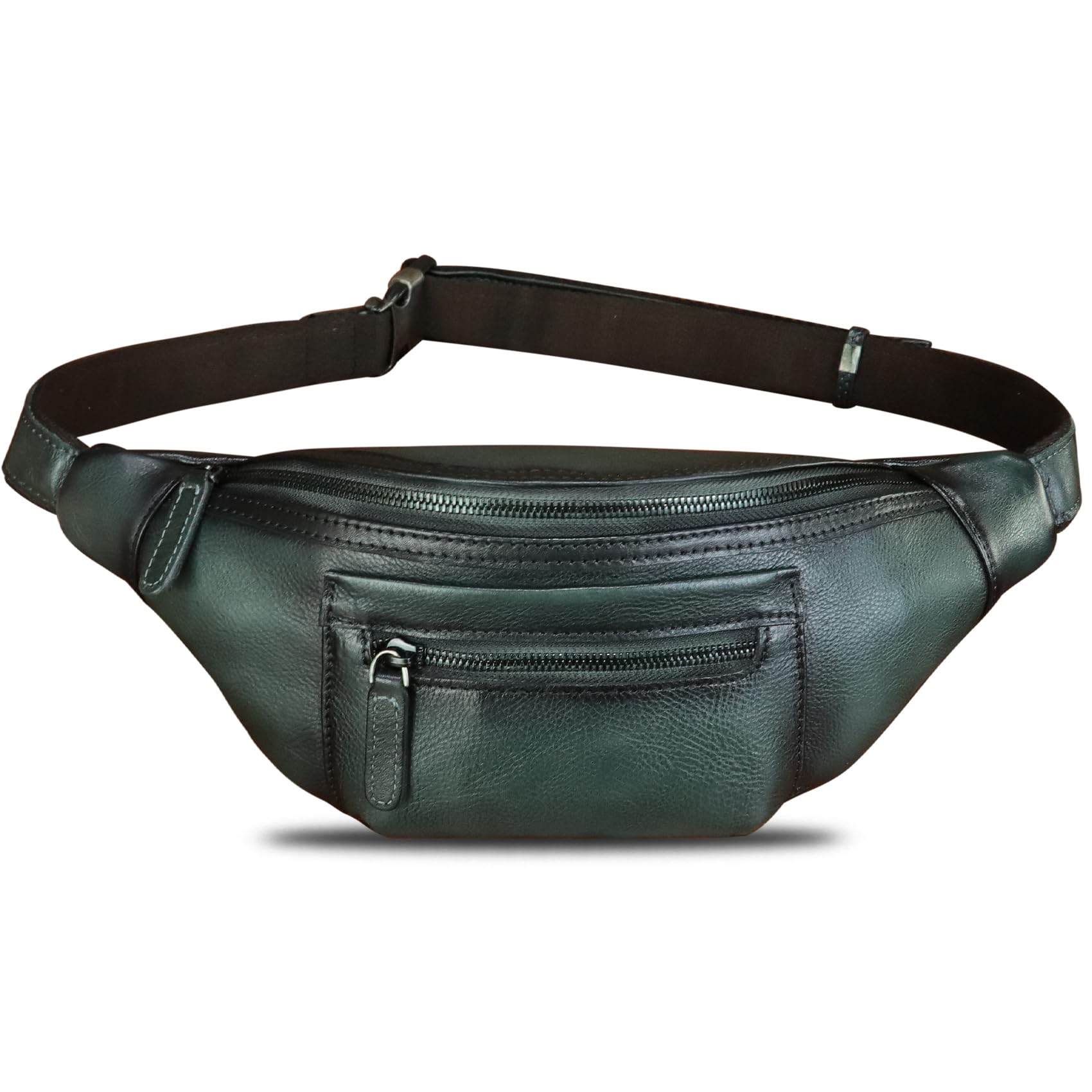 Vintage Genuine Leather Fanny Pack for Men & Women - Handmade Waist Bag, Sling Backpack, Crossbody Purse (Dark Grey) - Perfect for Travel, Hiking & Everyday Use
