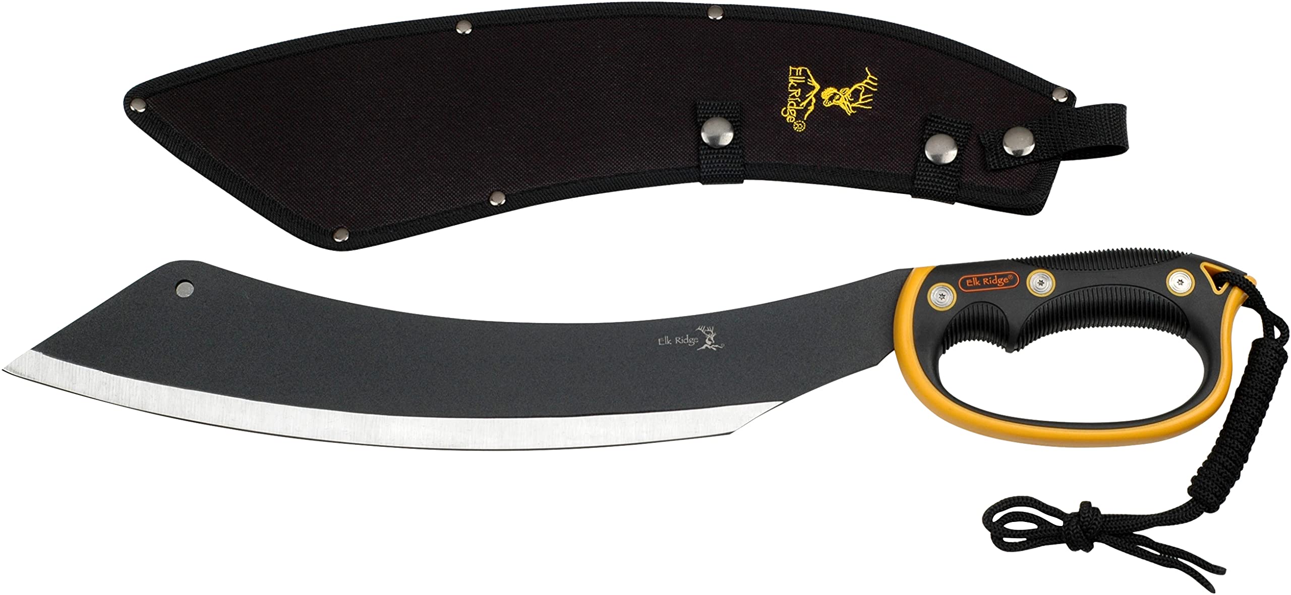 Elk Ridge 20.5-inch Fixed Blade Machete with Black Stainless Steel Blade - Orange & Black Ergonomic Handle, Lanyard & Nylon Sheath - Perfect for Camping, Hunting, Survival & Outdoor Adventures (ER-280)