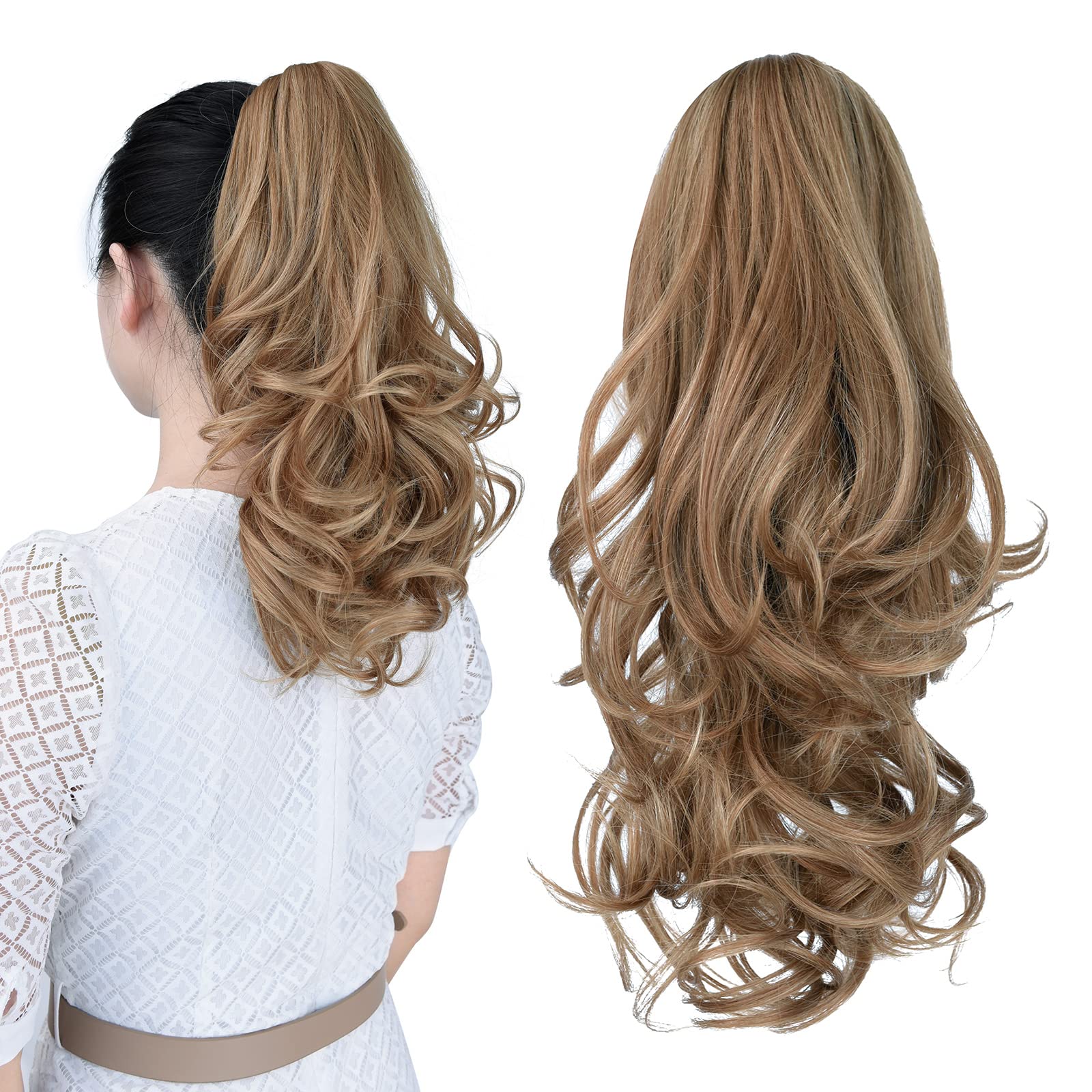 Natural Straight Ponytail Hair Extension with Claw Clip - Seamless Blonde Brown Black Hairpiece for Women - Perfect for Parties, Weddings & Everyday Styling