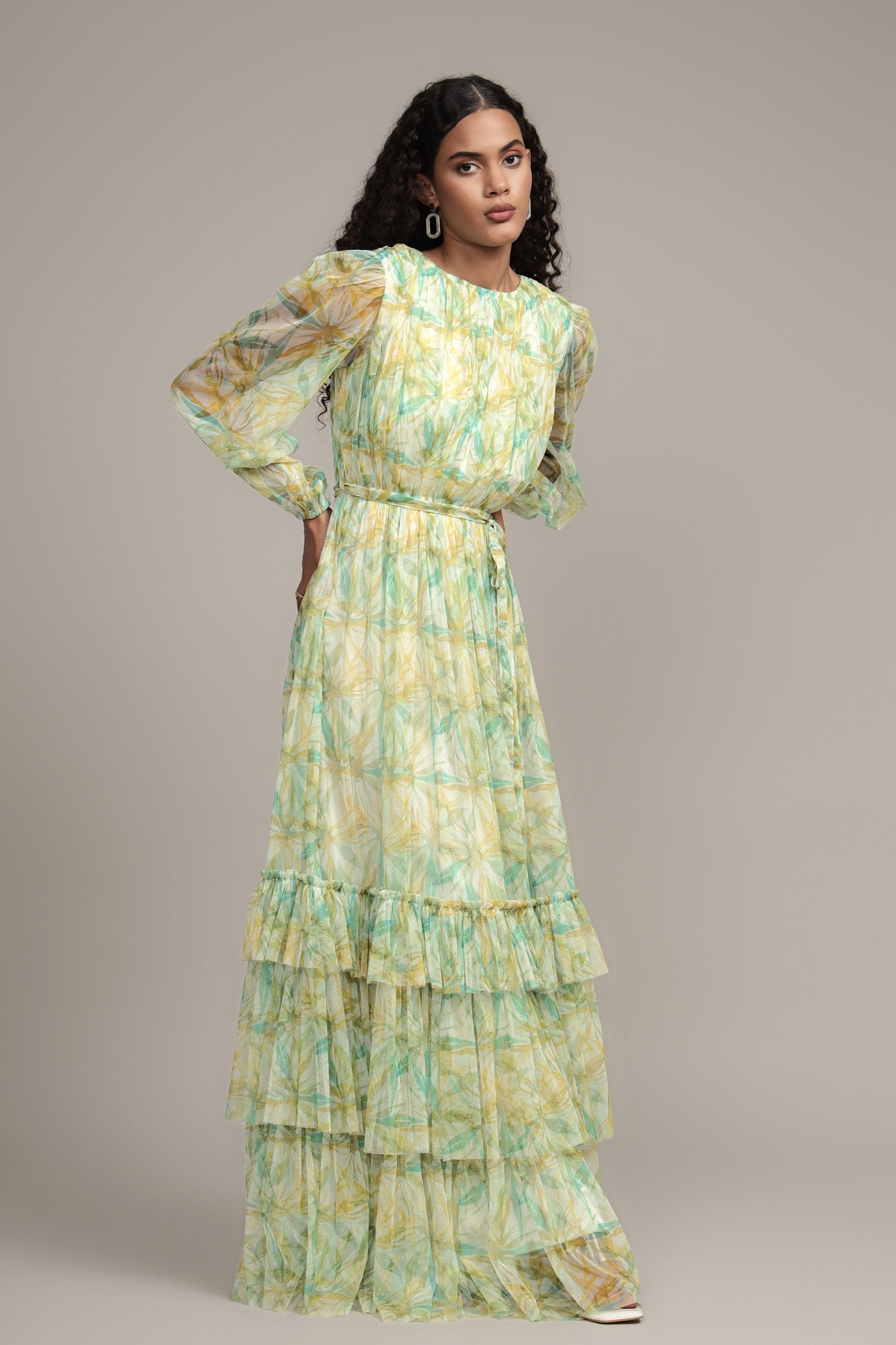 Rebecca Green Floral Maxi Dress for Women | Elegant Summer Beach Wedding Party Dress | Perfect for Vacations, Date Nights & Special Occasions