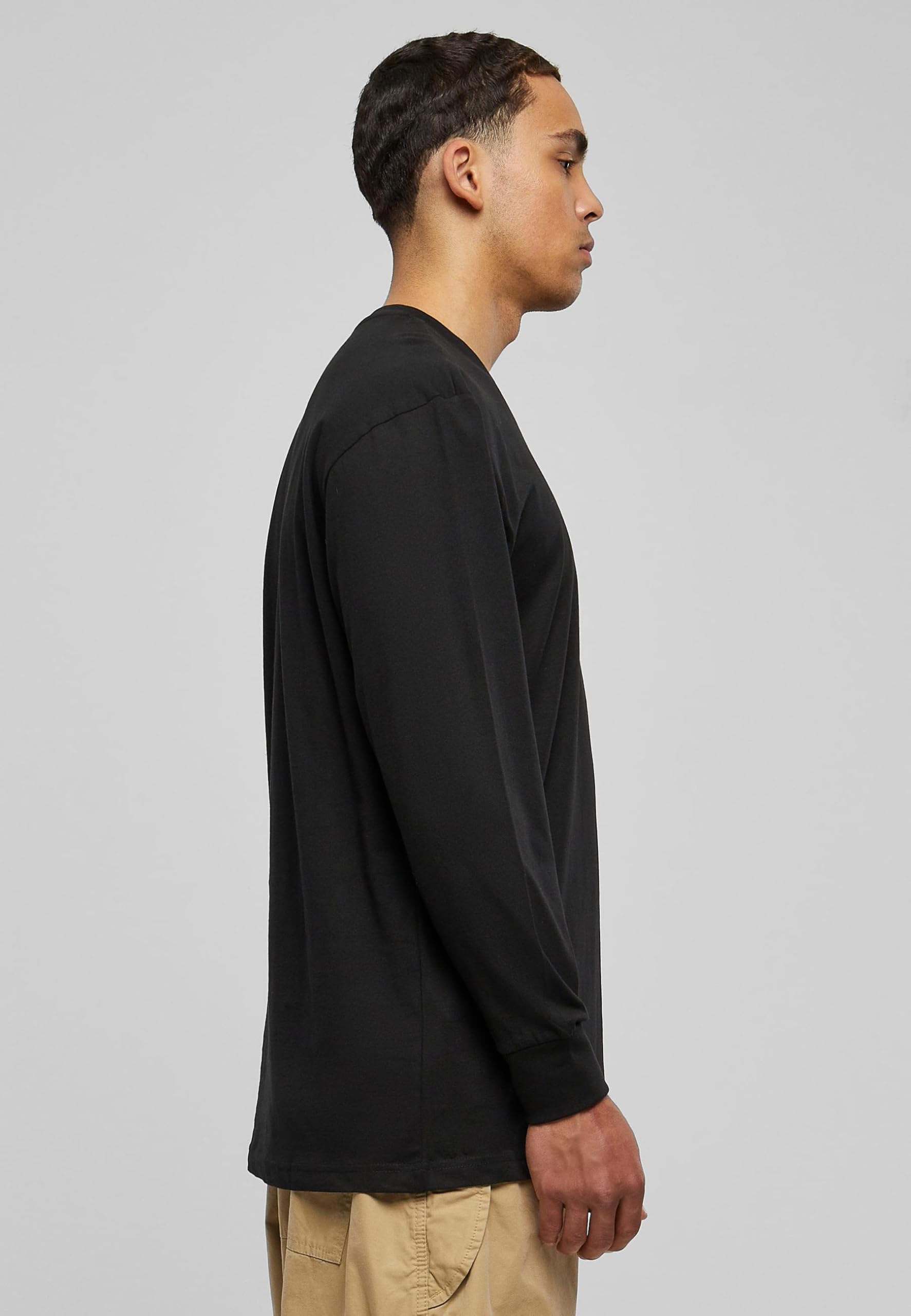 XXL Black Long Sleeve Tall Tee for Men - Comfortable Oversized Fit for Casual Wear, Street Style & Layering