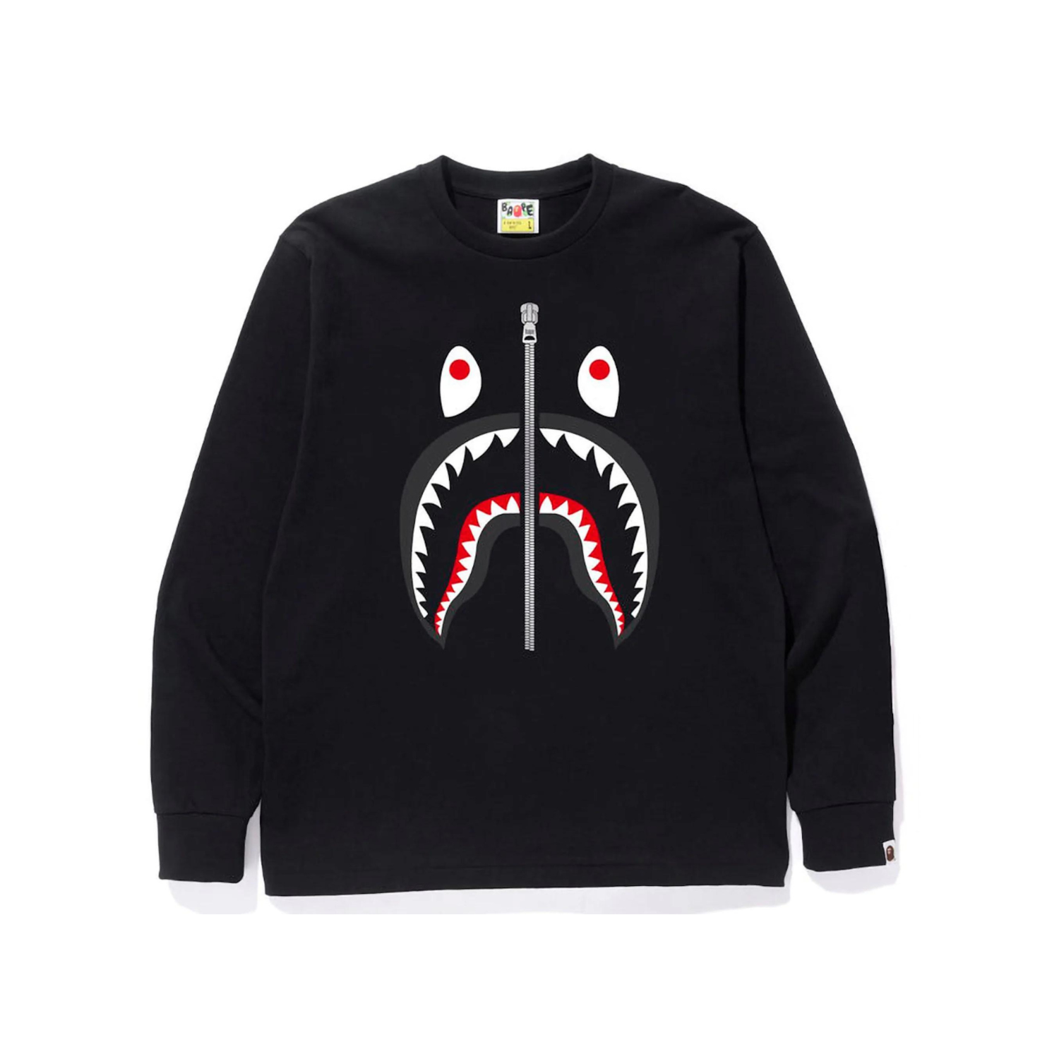Bape Shark Head Crewneck Sweatshirt - Black | Men's Streetwear Fashion for Casual & Urban Style