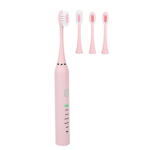 Dioche Rechargeable Electric Toothbrush for Adults & Kids - 6 Cleaning Modes, 4 Brush Heads, Teeth Whitening & Deep Cleaning - Portable Waterproof Toothbrush (Pink) - Perfect for Travel, Home & Office Use
