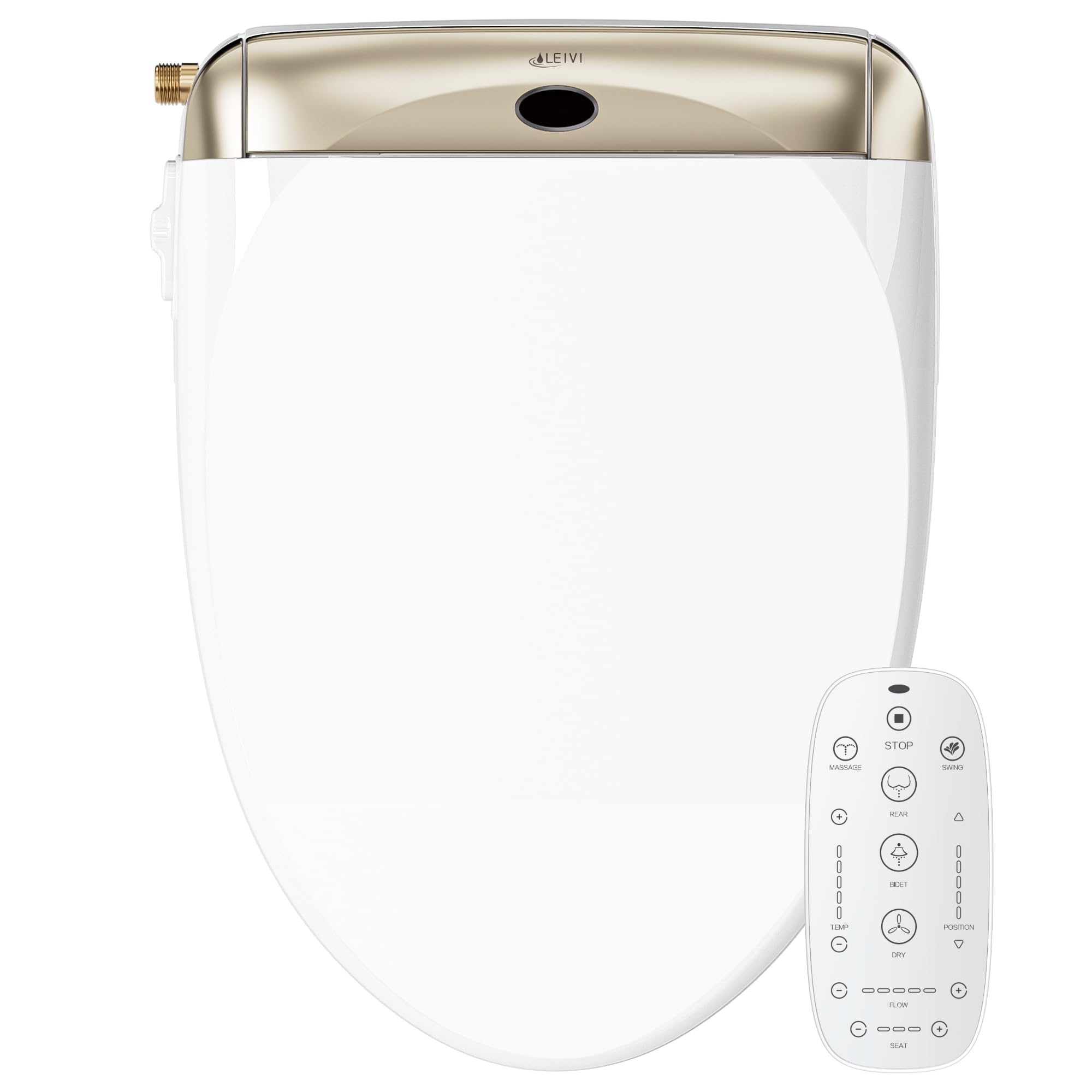 LEIVI Smart Bidet Toilet Seat with Wireless Remote & Side Panel - 5 Spray Modes, Adjustable Heated Seat, Warm Water & Air Dryer, Auto LED Nightlight for Elongated Toilets - Perfect for Modern Bathrooms & Elderly Care