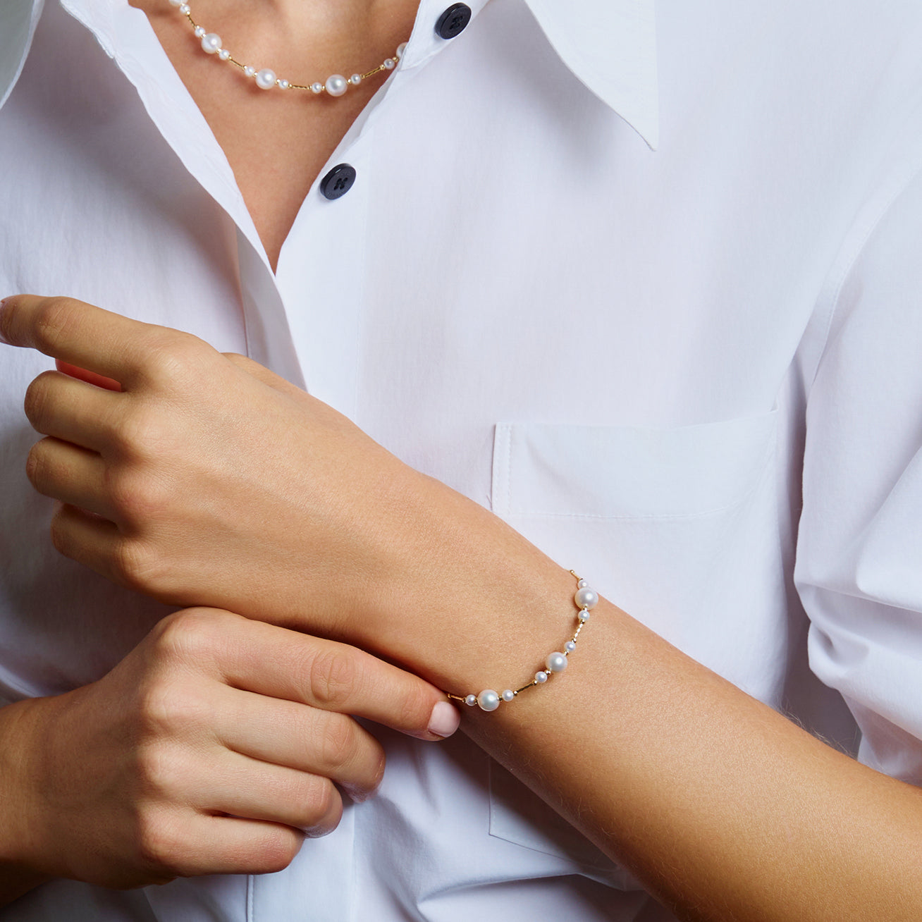 18K Solid Gold Freshwater Pearl Bracelet for Women - Elegant Pearl Jewelry Gift for Birthday, Anniversary & Special Occasions | KB00049