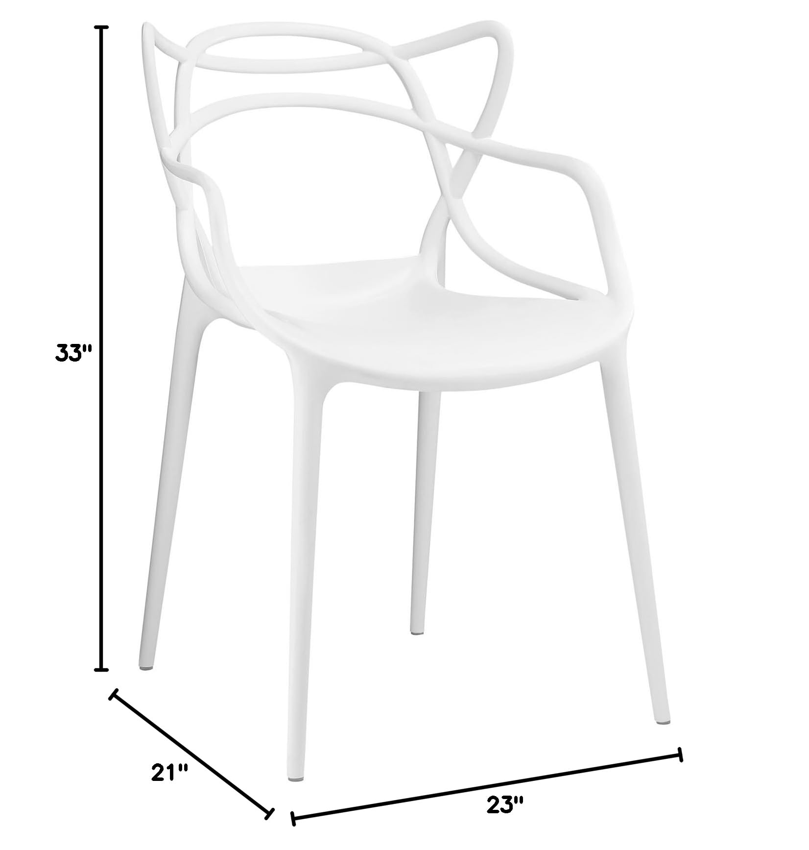 Modway Entangled Modern Molded Plastic Dining Chair - White Kitchen & Dining Armchair, Sturdy & Comfortable, Fully Assembled - Perfect for Breakfast Nook, Small Spaces & Contemporary Dining Rooms