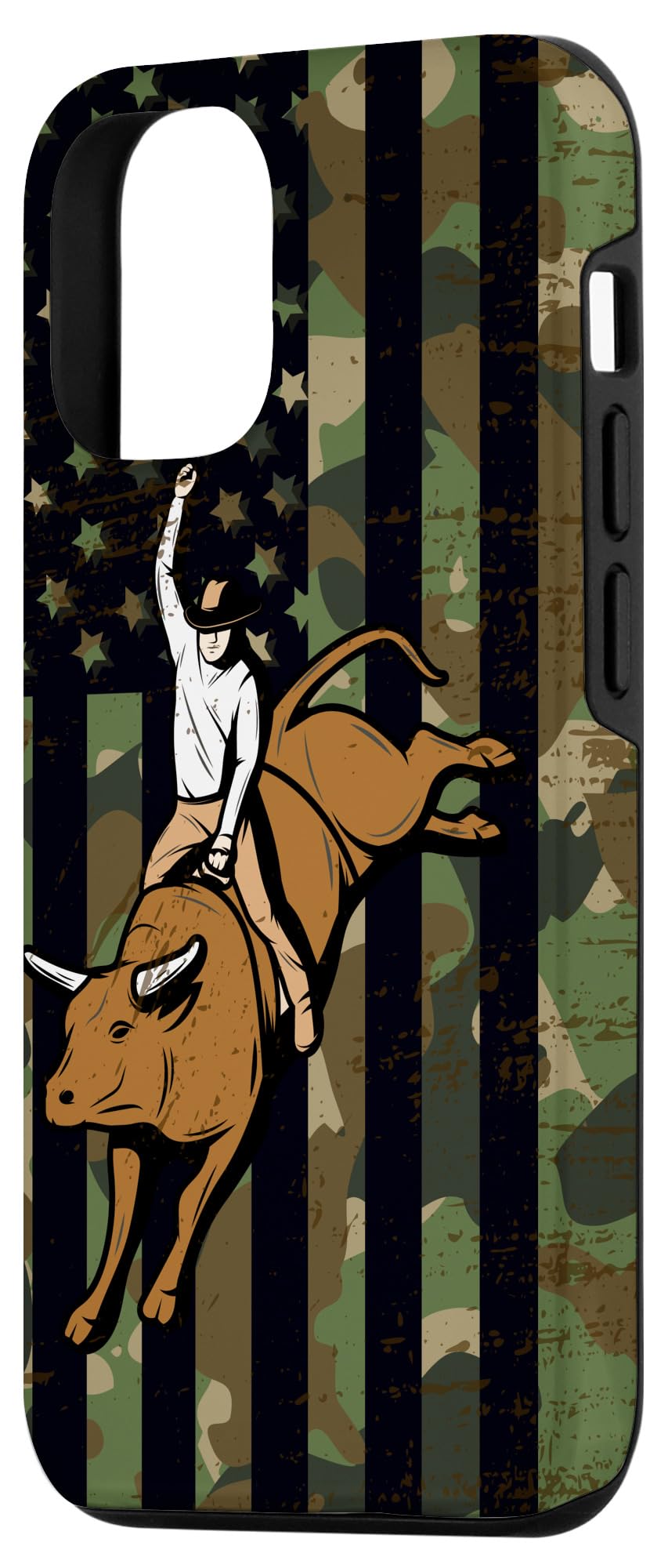 Vintage 80s American Flag Rodeo Rider iPhone 12/12 Pro Case - Perfect for Cowboy Fans, Rodeo Enthusiasts & Western Style Lovers (Ideal for Rodeo Events, Country Concerts & Western-Themed Parties)