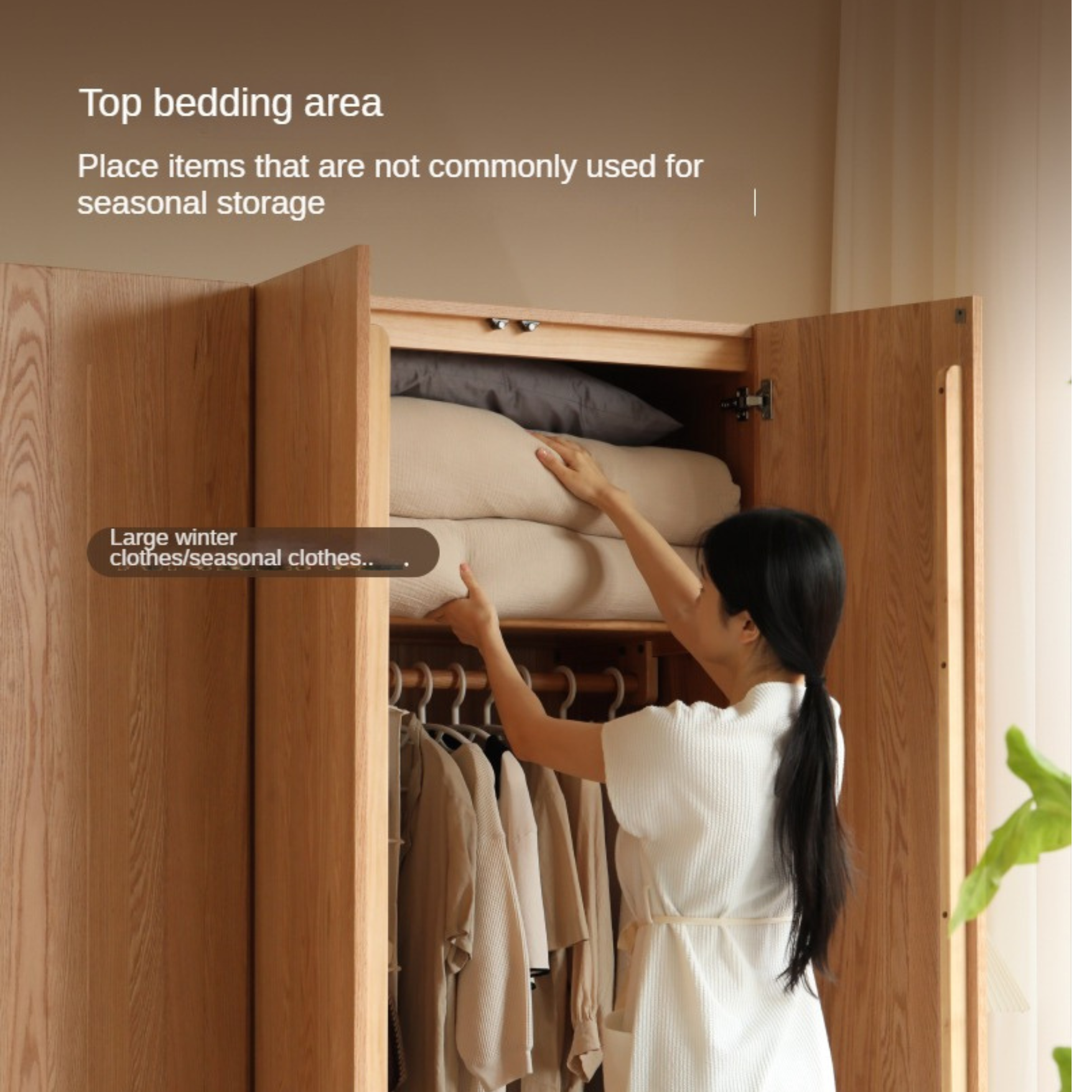 Oak Solid Wood Sectional Wardrobe - Spacious Modular Closet Organizer for Bedroom & Walk-in Closets | Durable Storage Solution for Clothes, Shoes & Accessories