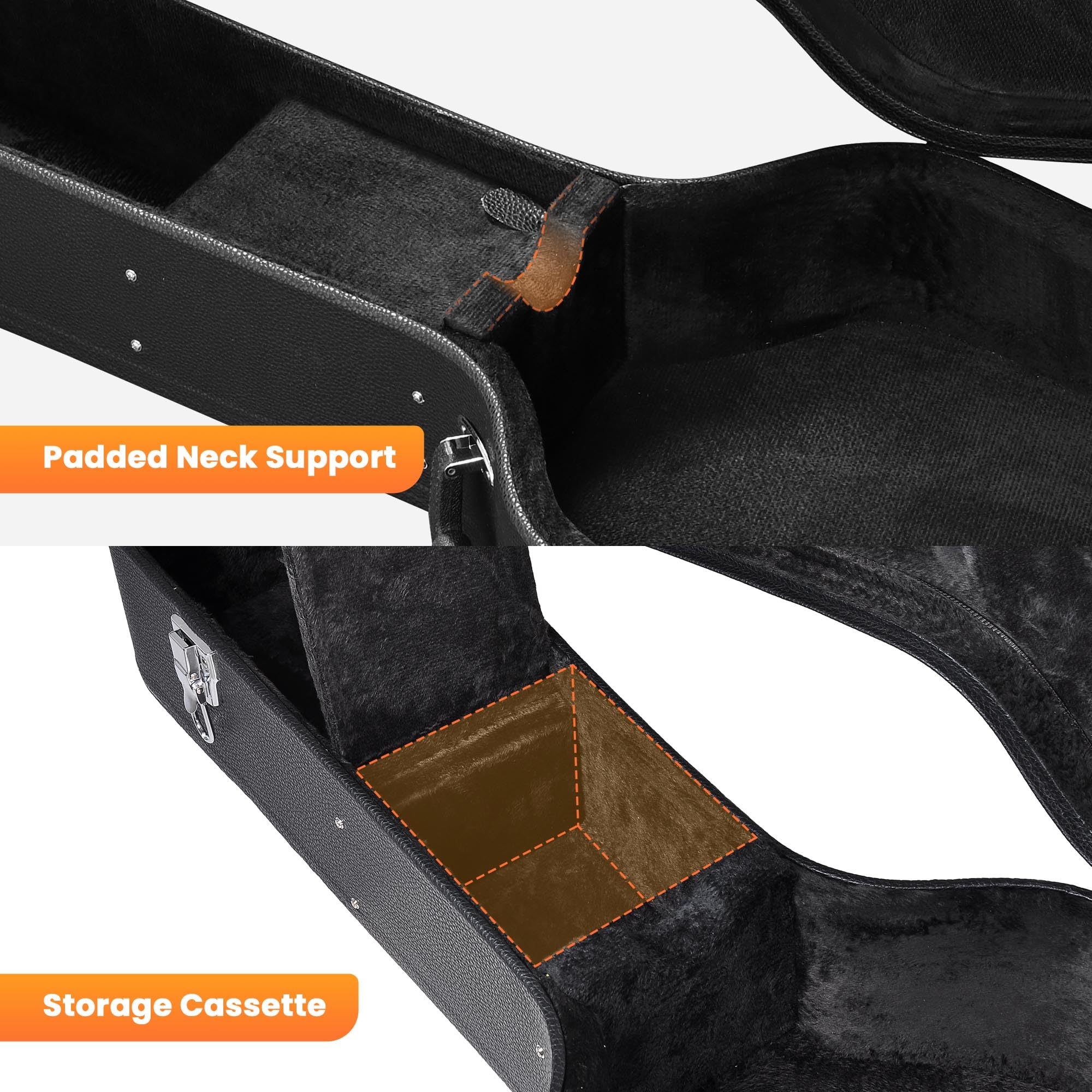 Premium AW Hard Dreadnought Acoustic Guitar Case - 41 Inch Wooden Hardshell with Lock & Accessory Compartment | Airline Approved Travel Protection | Perfect for Musicians, Performers & Frequent Flyers | Black