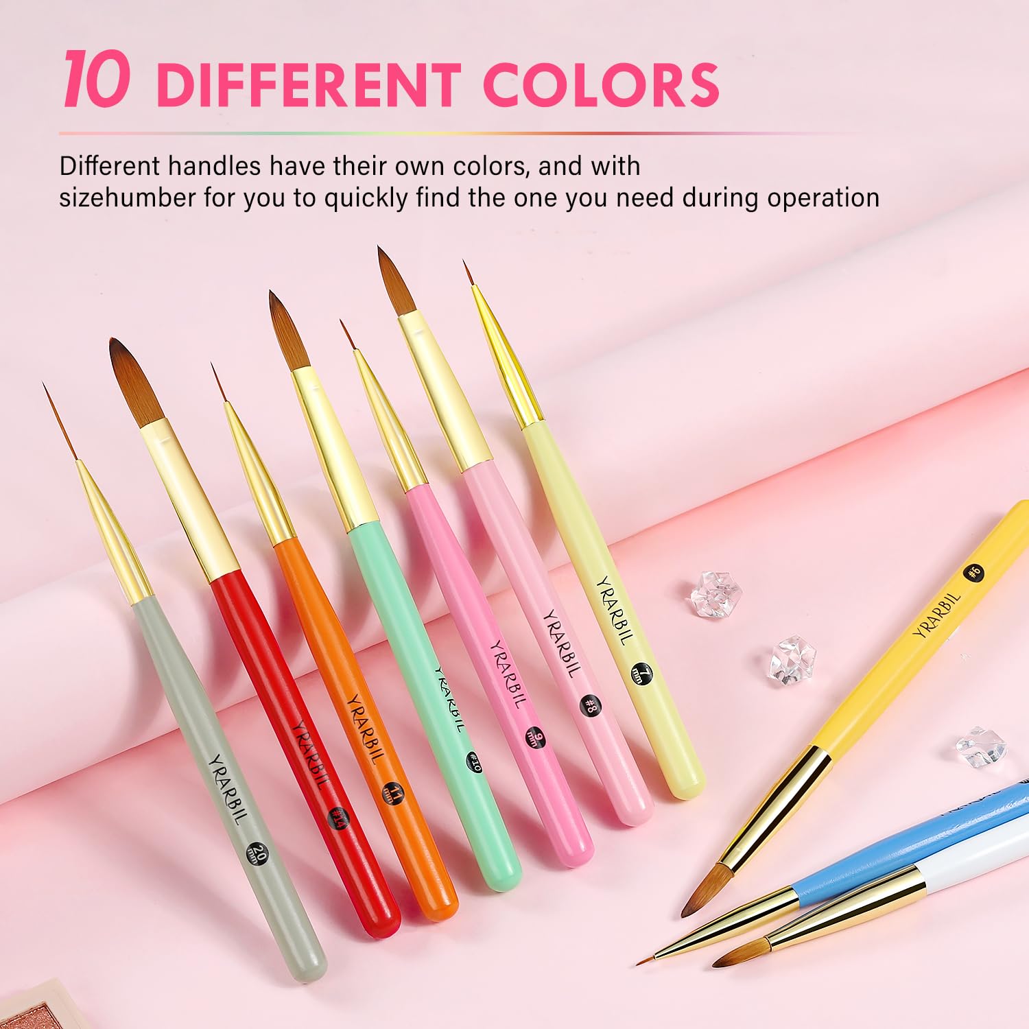 10PCS Professional Nail Art Brush Set - 5 Fine Liner Brushes & 5 Acrylic Brushes for Precision Detailing, 3D Carving, Gel Polish & Nail Extensions | Perfect for Salon, Home Manicure & DIY Nail Designs