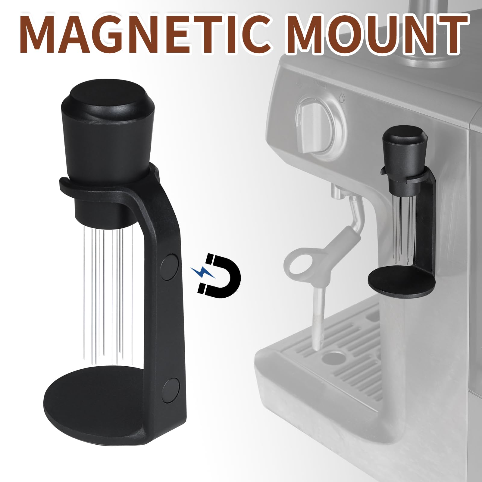 Upgraded WDT Tool with Strong Magnetic Base for Breville Barista Espresso Machine - Premium Espresso Distribution Tool for Ninja Luxe Cafe - Perfect Coffee Grounds Leveling & Clump Breaking - Ideal for Home Baristas & Coffee Enthusiasts