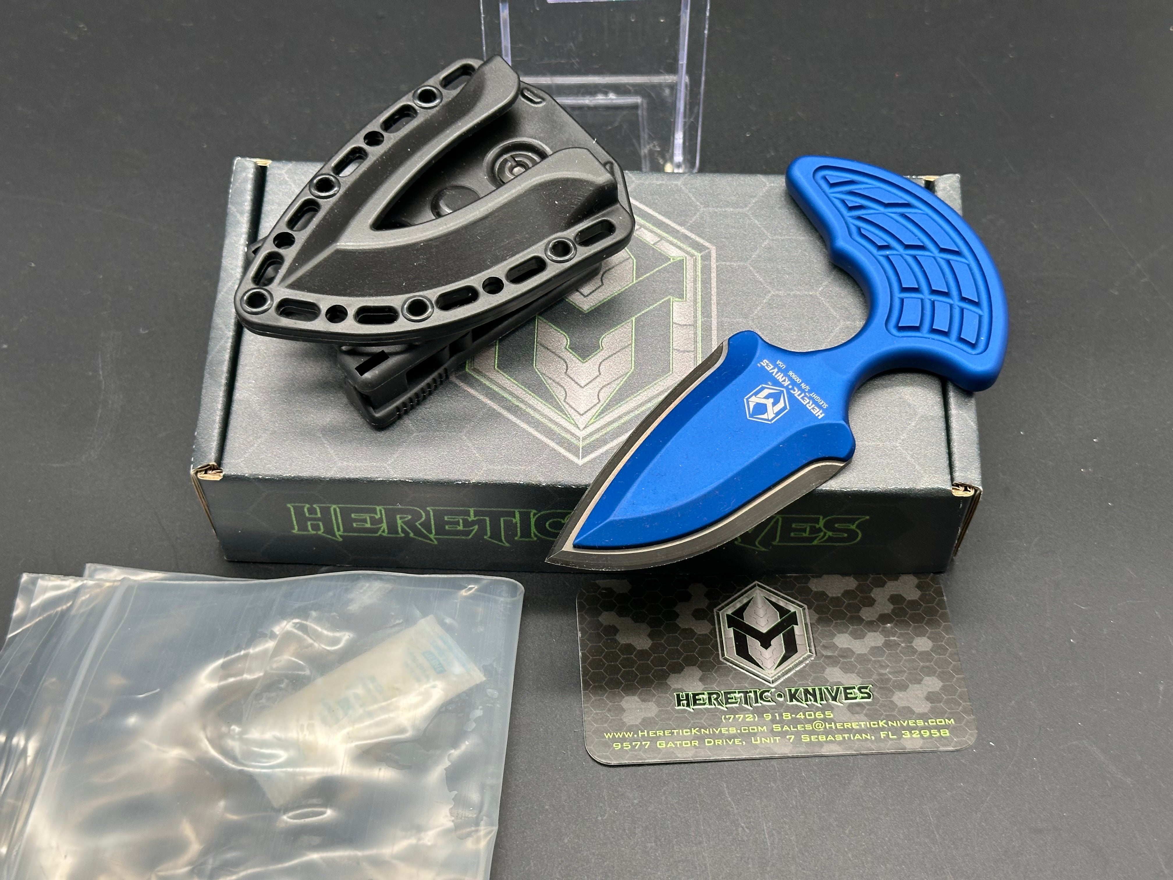 Heretic Sleight H050 6A BLU 20CV Folding Knife - Blue Aluminum Handle with TekLock Clip - EDC Tactical Knife for Outdoor Camping, Hunting & Survival Gear