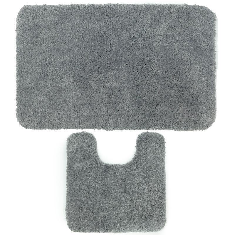 Premium Non-Slip Pedestal Bath Mat - Soft Dove Grey Memory Foam Bathroom Rug for Shower & Bathtub - Anti-Fall Bath Mat for Elderly & Kids, Water Absorbent Bathroom Floor Mat for Safety & Comfort