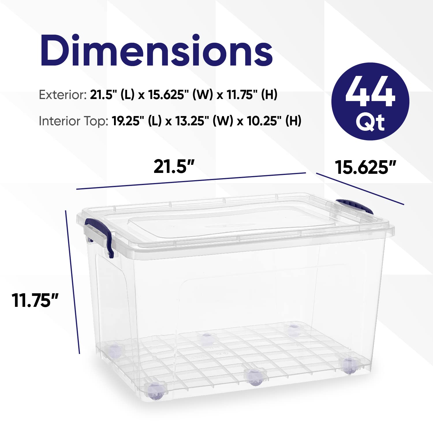 Superio Clear Plastic Storage Bins with Lids - 44 Quart Stackable Organizing Containers (2 Pack) | BPA Free & Odor Free | Perfect for Home, Dorm, Pantry & Closet Organization