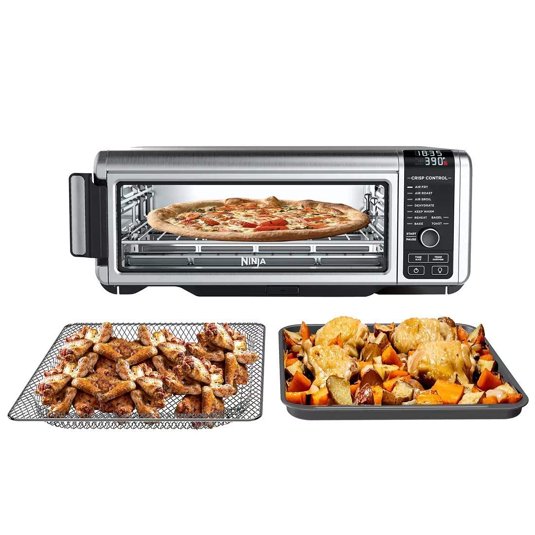 Ninja FT102CO Foodi 9-in-1 Digital Air Fry Oven - Stainless Steel (Renewed) | Air Fry, Roast, Broil, Bake, Toast, Dehydrate & Reheat | Perfect for Healthy Cooking, Meal Prep & Family Dinners