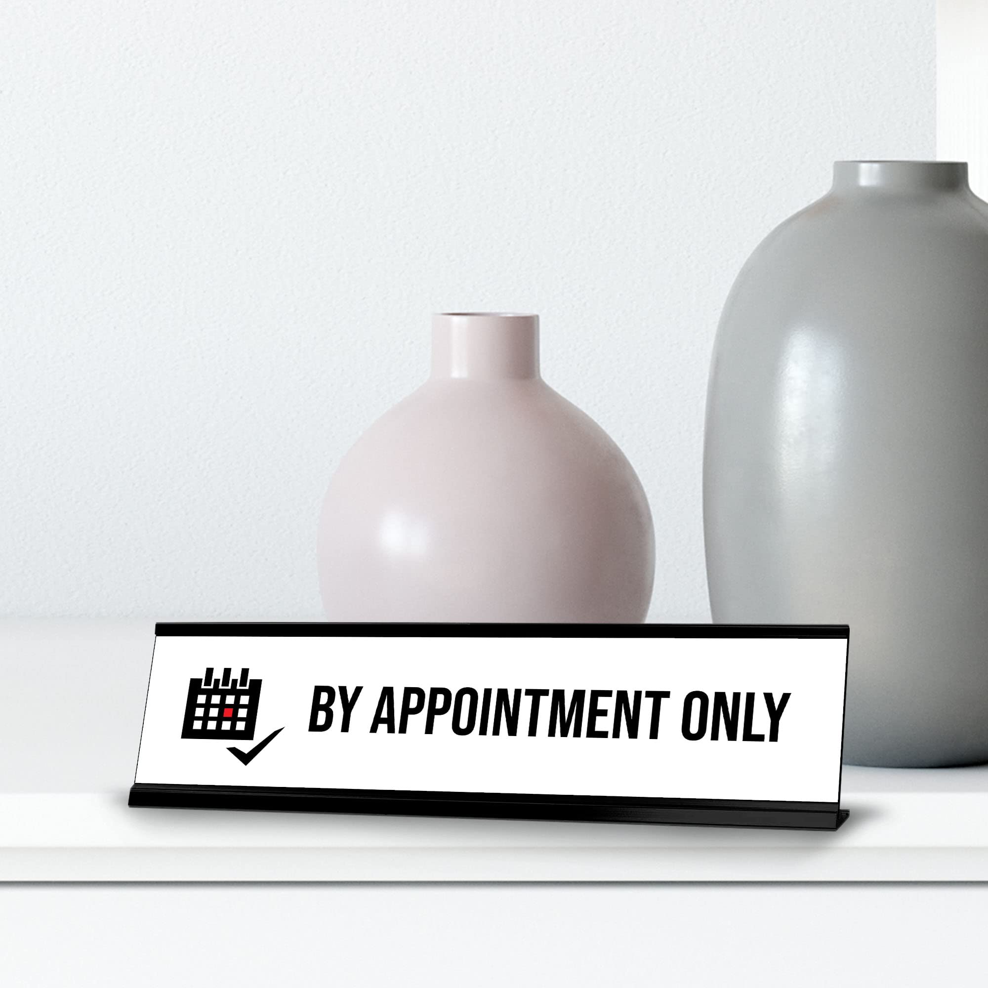 By Appointment Only Sign - 2x8 Inch Black Frame Desk Calendar - Perfect for Offices, Reception Areas, and Professional Spaces