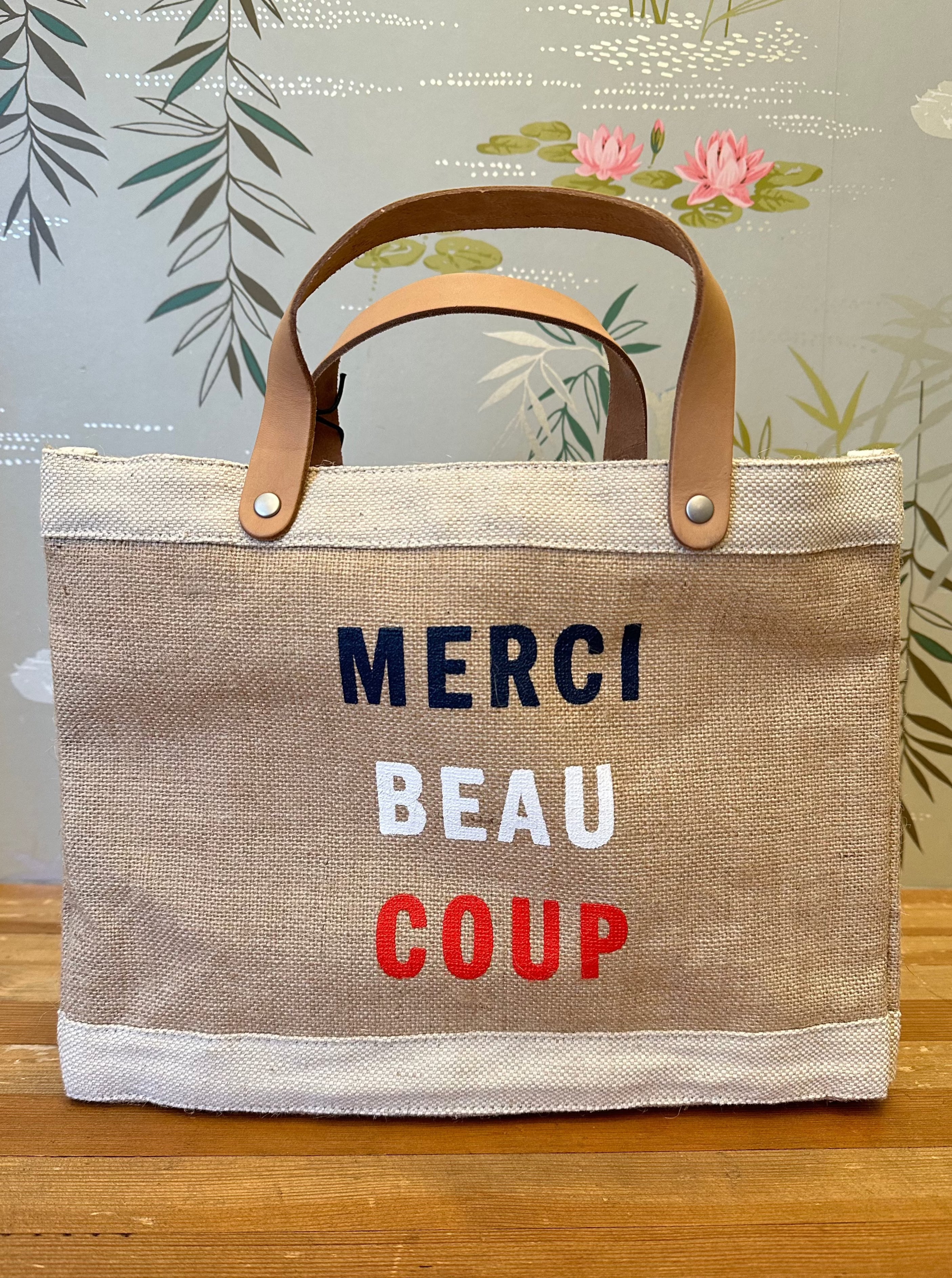Stylish Petite Merci Market Tote Bag - Eco-Friendly Cotton Shopping Tote for Groceries, Beach & Farmers Market