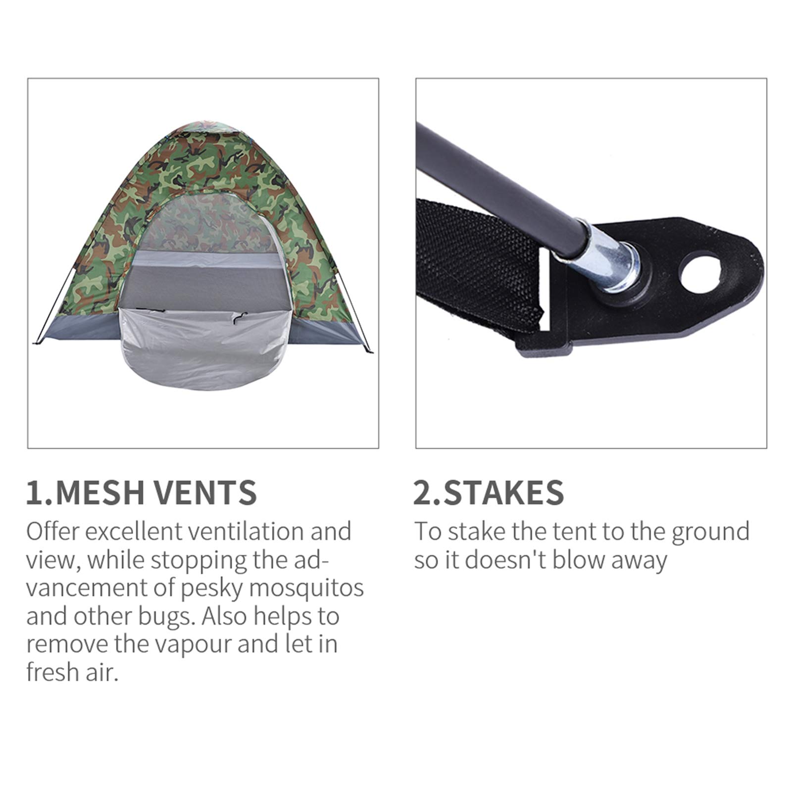 3-4 Person Waterproof Camo Tent for Camping, Hiking & Beach