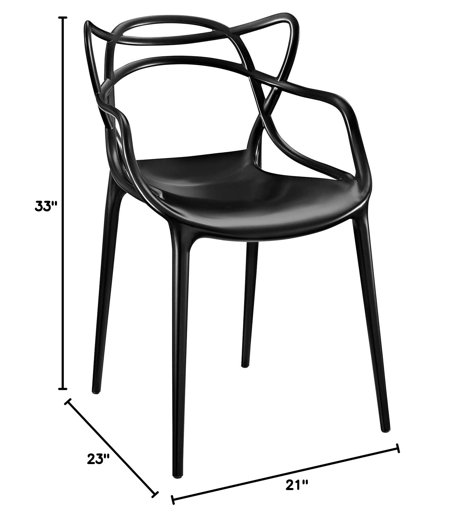Modway Entangled Modern Molded Plastic Dining Chair - Black Kitchen & Dining Room Armchair, Fully Assembled | Perfect for Small Spaces, Breakfast Nooks & Contemporary Home Decor
