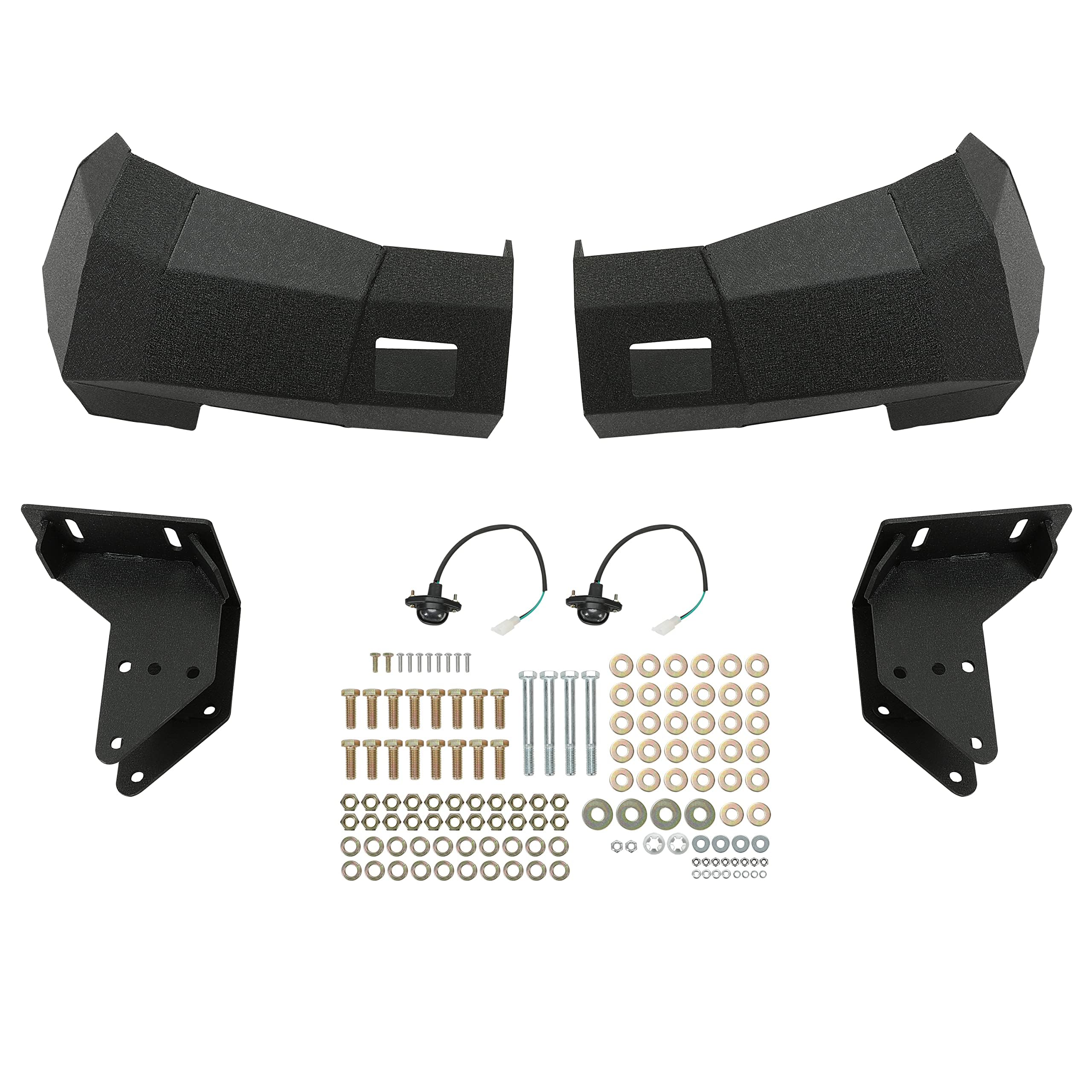 KUAFU Heavy Duty Steel Rear Bumper with License Plate Lights - Compatible with 2002-2008 Ram 1500 & 2003-2009 Ram 2500/3500/4500/5500 Trucks - Winch Ready 3-Piece Bumper Kit (2 Packages) - Perfect for Off-Roading, Towing & Truck Upgrades