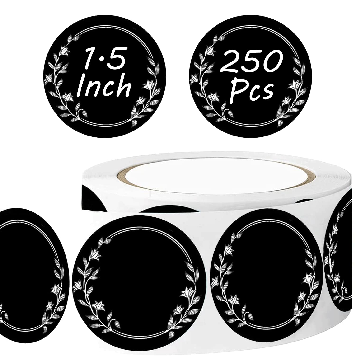 Waterproof Black Chalkboard Stickers - 250 Round 1.5 inch Resin Labels for Kitchen Pantry, Canning Jars, Bins & Containers - Perfect for Organizing Spices, Mason Jars & Storage Containers