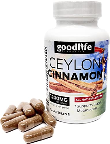GOODLIFE PRODUCTS Ceylon Cinnamon 1200mg - 60 Capsules for Blood Sugar Support & Metabolism Boost - Perfect for Daily Wellness Routine