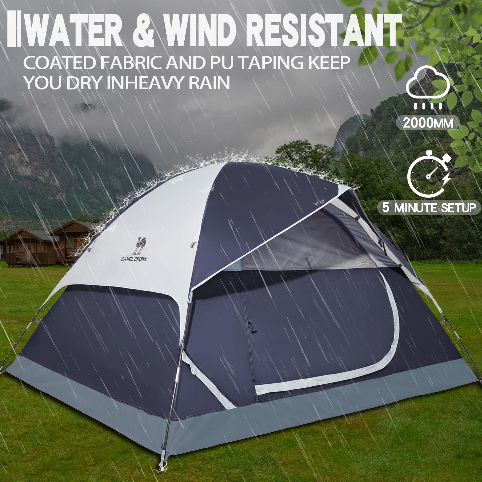 CAMEL CROWN 2-5 Person Camping Tent - Waterproof & Lightweight for Hiking, Backpacking, Outdoor Adventures