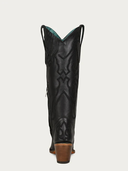 Z5072 Women's Embroidered Black Snip Toe Cowboy Boots - Stylish Western Fashion for Rodeo, Country Dancing & Everyday Wear