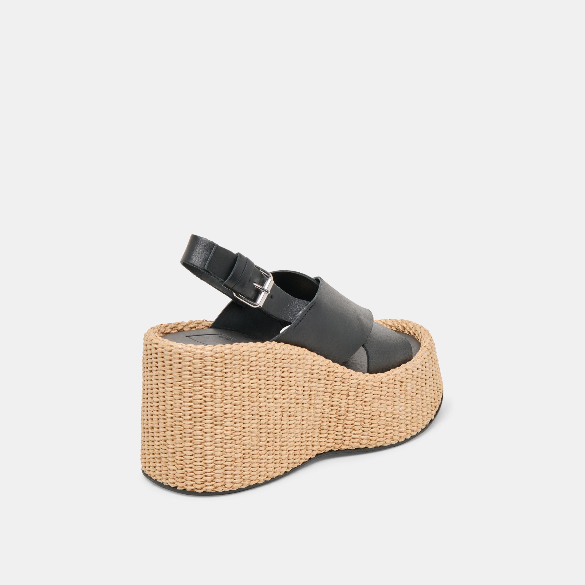 SKYLAR Women's Black Leather Wedge Sandals - Comfortable & Stylish for Casual Outings, Work, and Summer Vacations