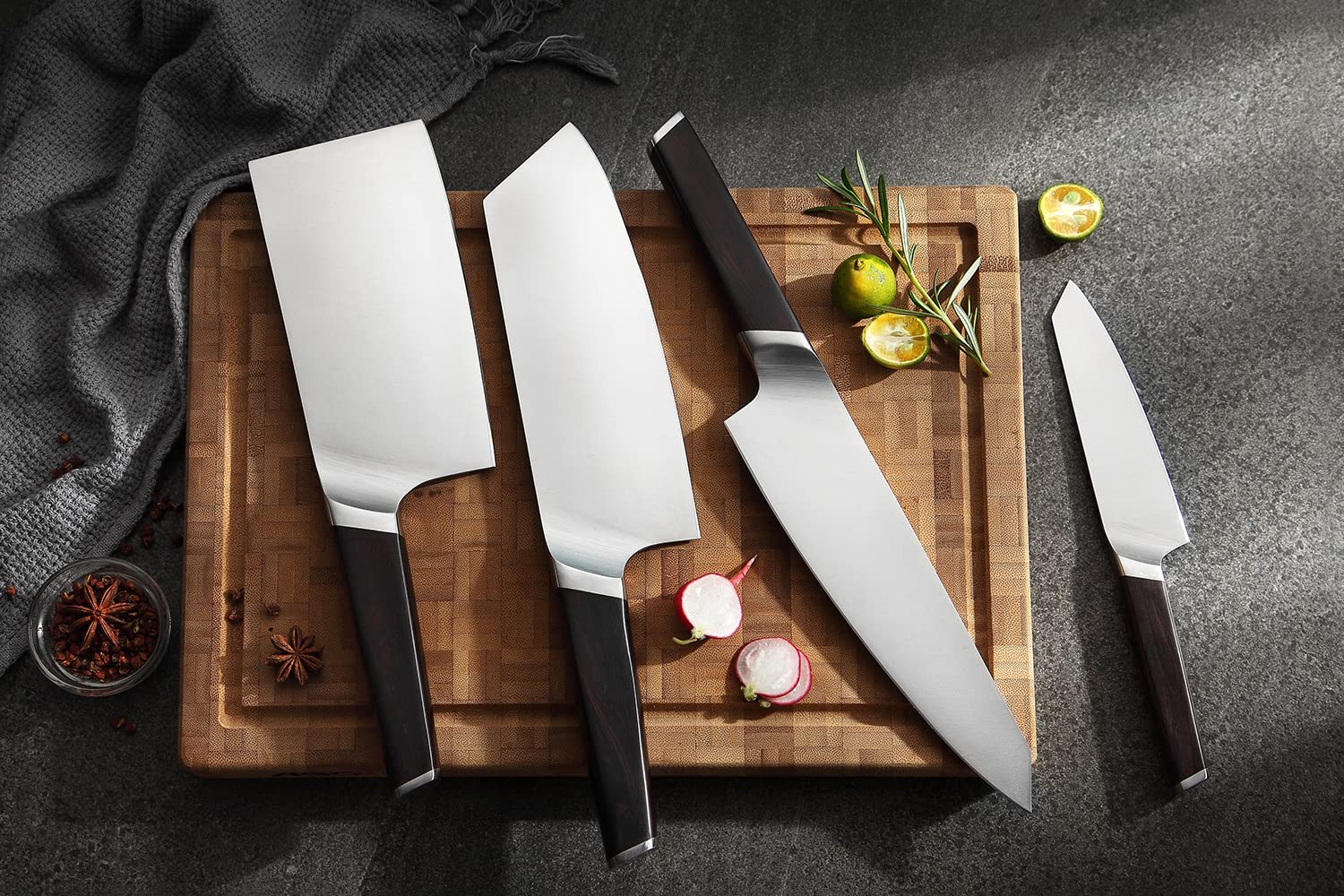 Premium Damascus 7-Piece German Stainless Steel Kitchen Knife Set with Walnut Wood Block - Professional Chef Knives for Cooking, Slicing, Chopping - Perfect for Home Kitchens & Culinary Gifts