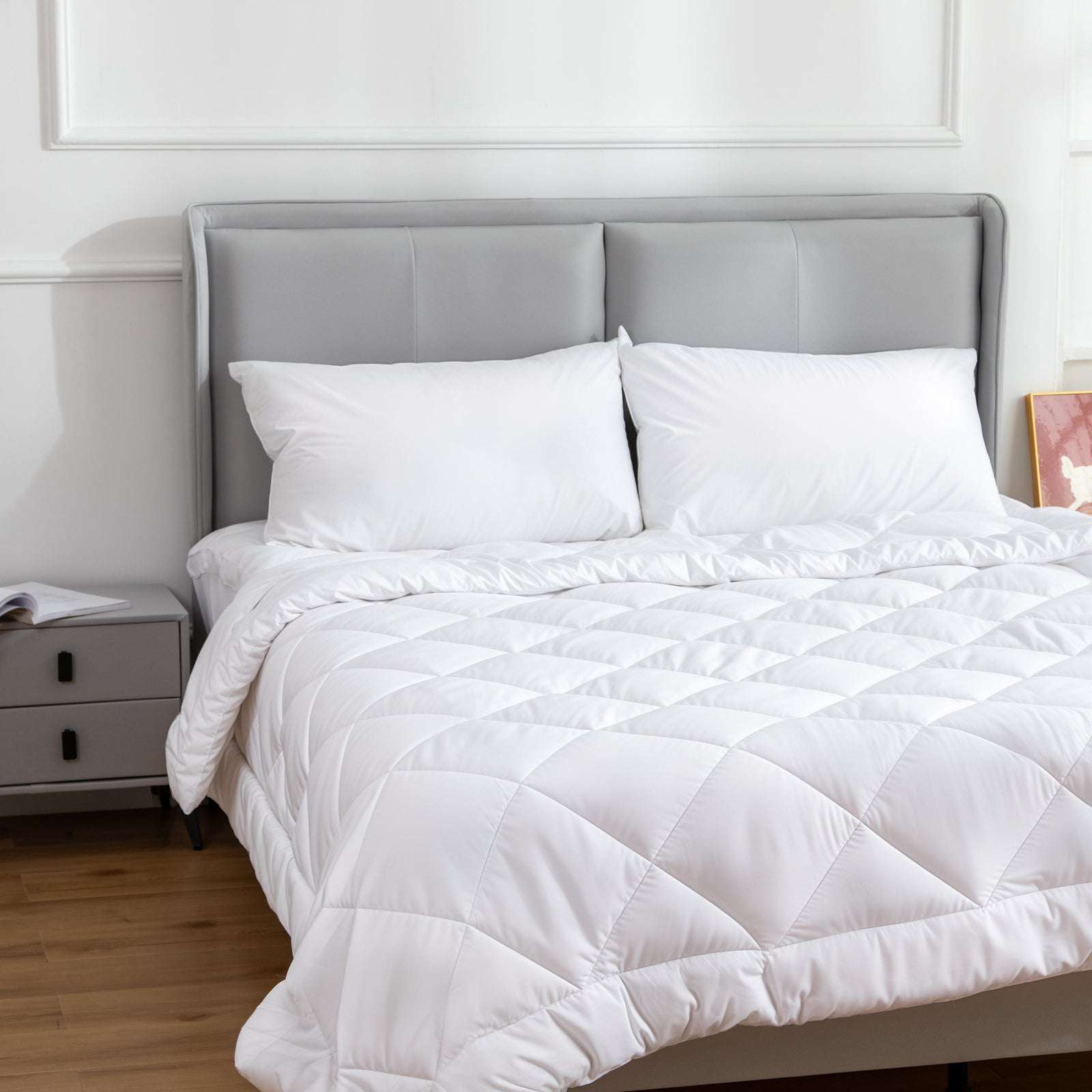 100% Cotton Pillow Cover with 800g Poly Fill - Hypoallergenic, Antibacterial & Cooling Technology - 2 Pack - Perfect for Allergy Relief & Hot Sleepers