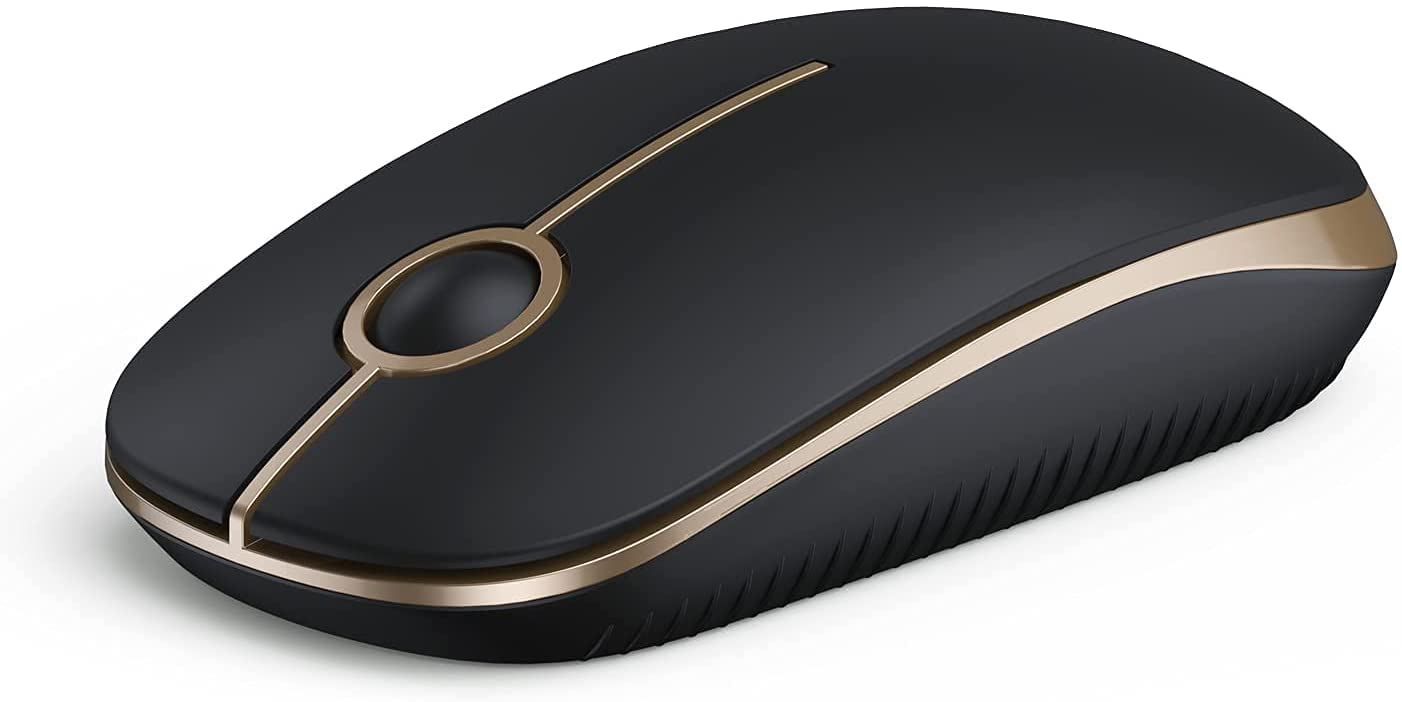 Vssoplor 2.4G Wireless Mouse Slim Portable Computer Mouse with Nano Receiver for Laptop, PC, Notebook - Gold & Black | Ergonomic Design for Office Work, Gaming & Home Use