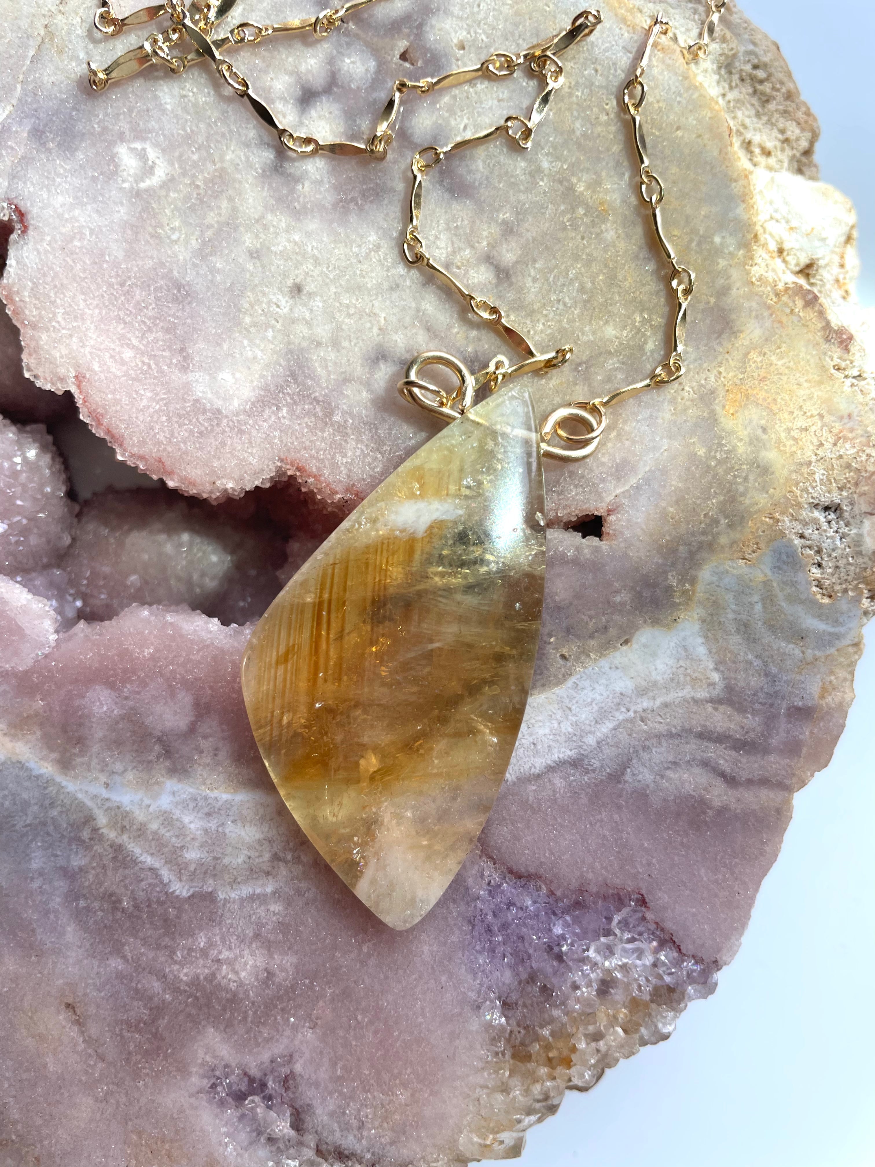 14K Gold Filled Chunky Genuine Yellow Citrine Necklace for Women - Elegant Statement Jewelry for Parties, Weddings & Everyday Wear