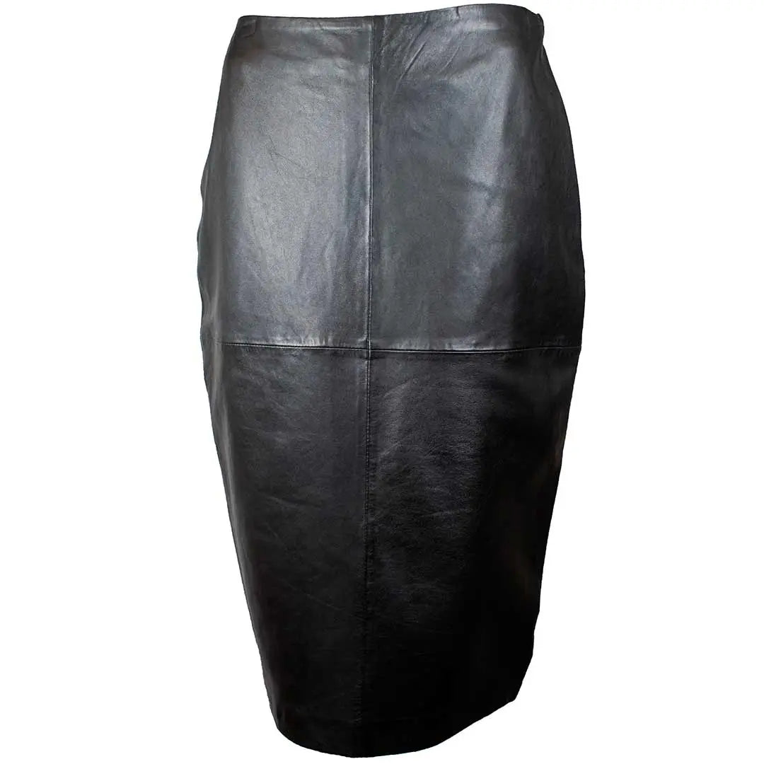 BOL Women's Dawn Leather Pencil Skirt - Slim Fit Mid-Length Office Skirt for Business & Cocktail Party Wear
