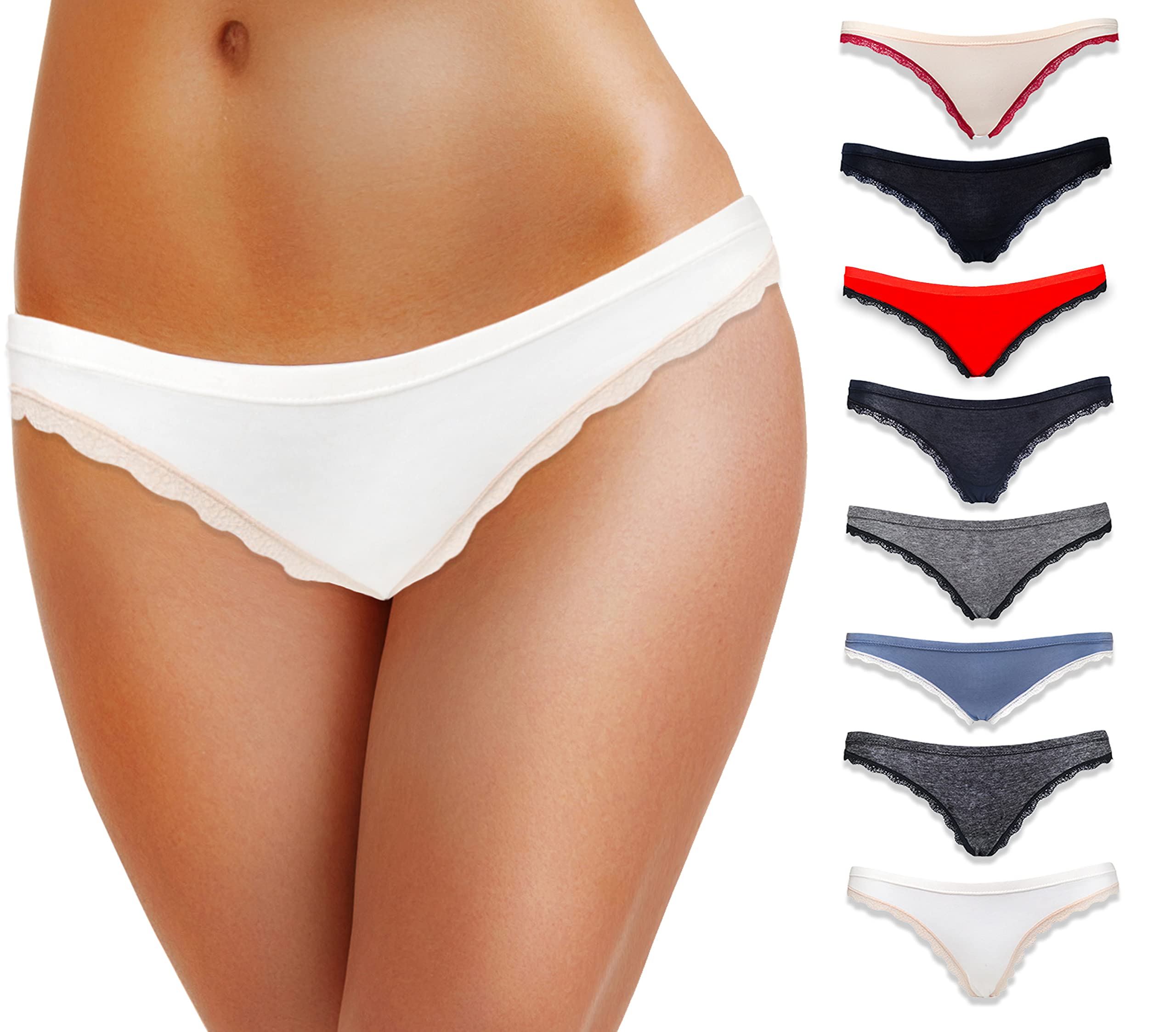 Emprella Women's Cotton Bikini Underwear 10-Pack - Seamless Soft Breathable Panties for Women Sizes S-XXL - Perfect for Everyday Wear, Yoga & Travel